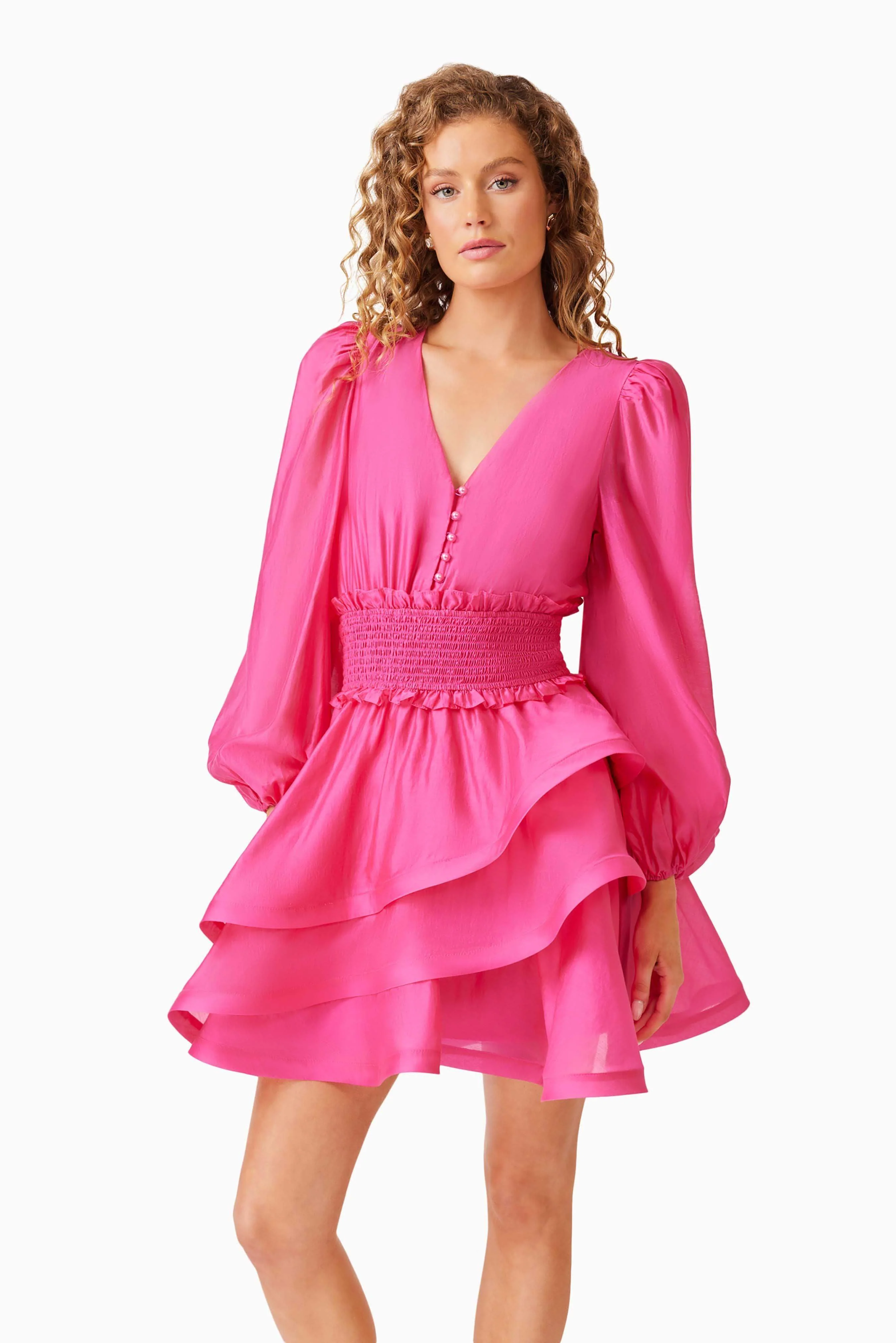 Kalani Long Sleeve Mini Dress Pink