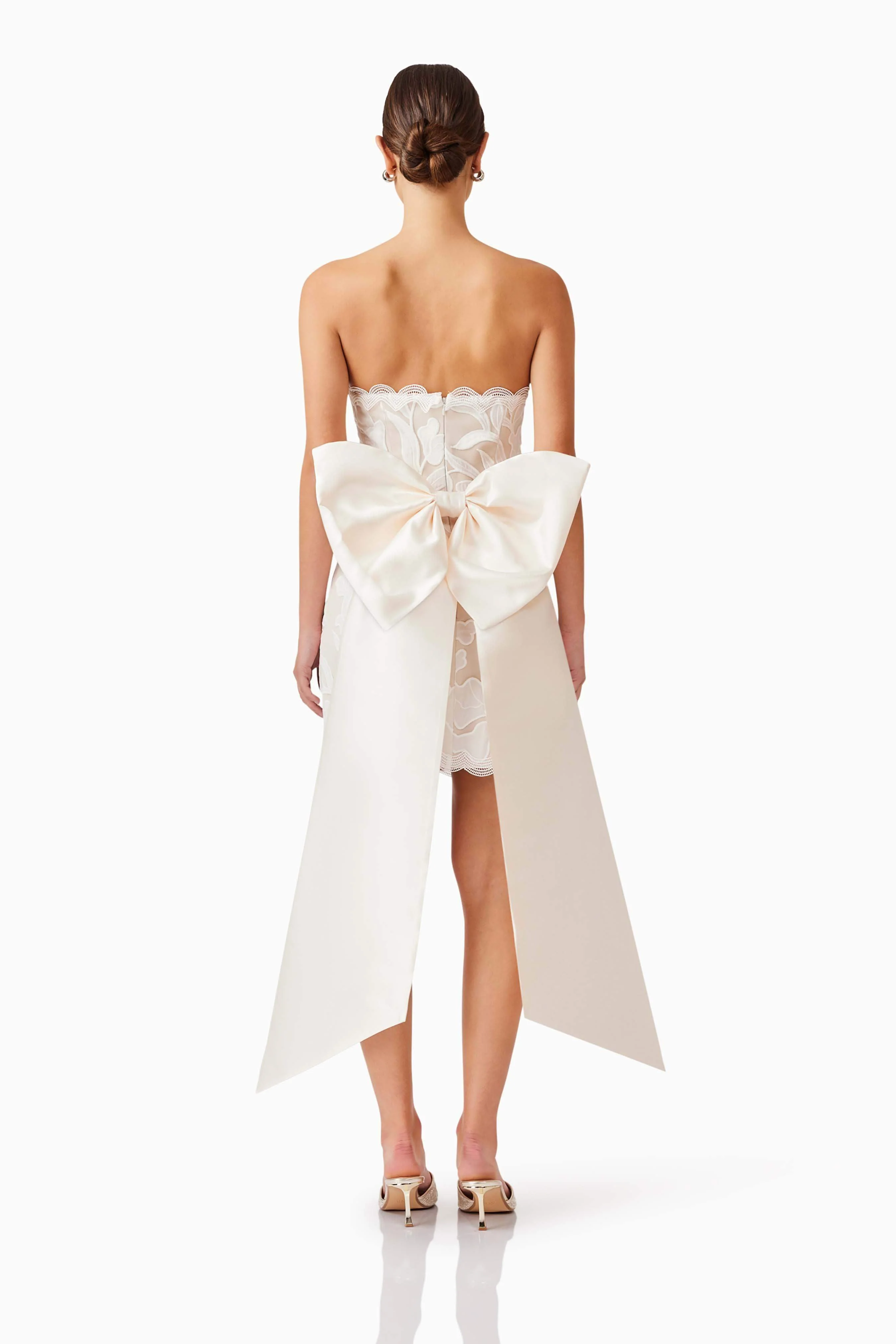 Florian Bow Mini Dress in White