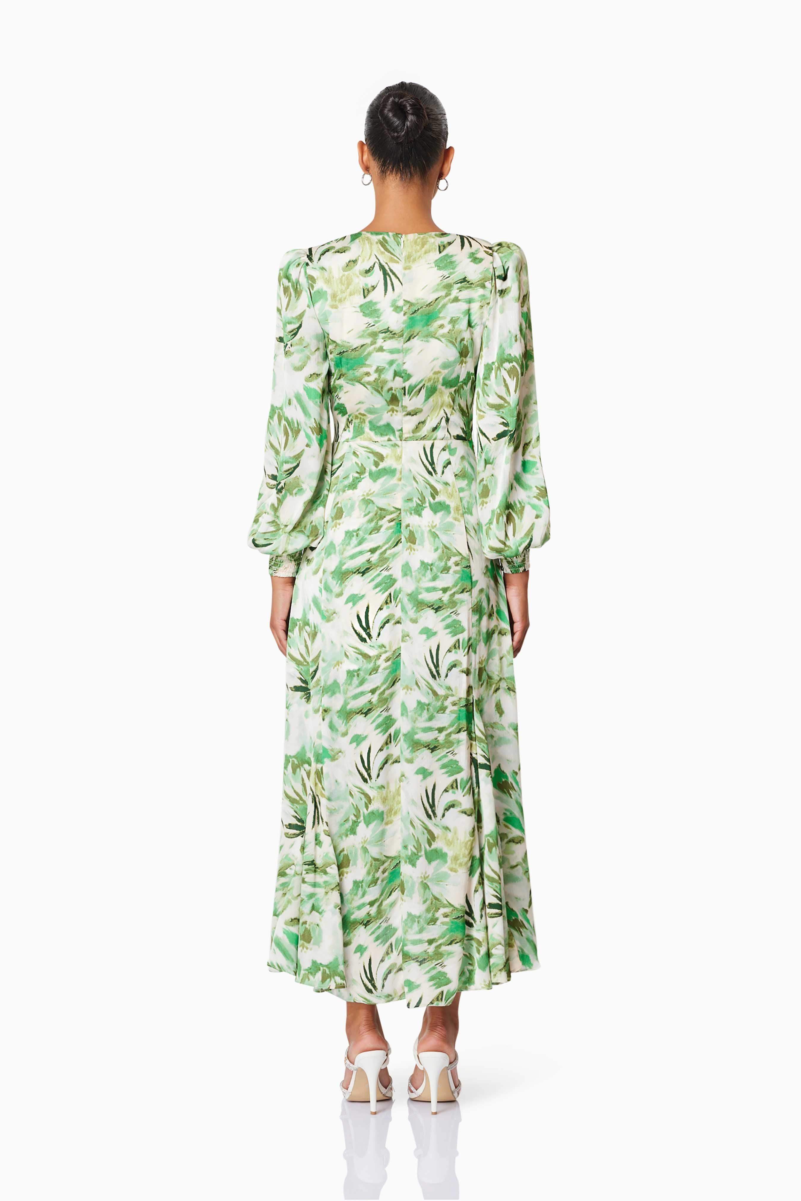 Georgia Long Sleeve Maxi Dress In Green
