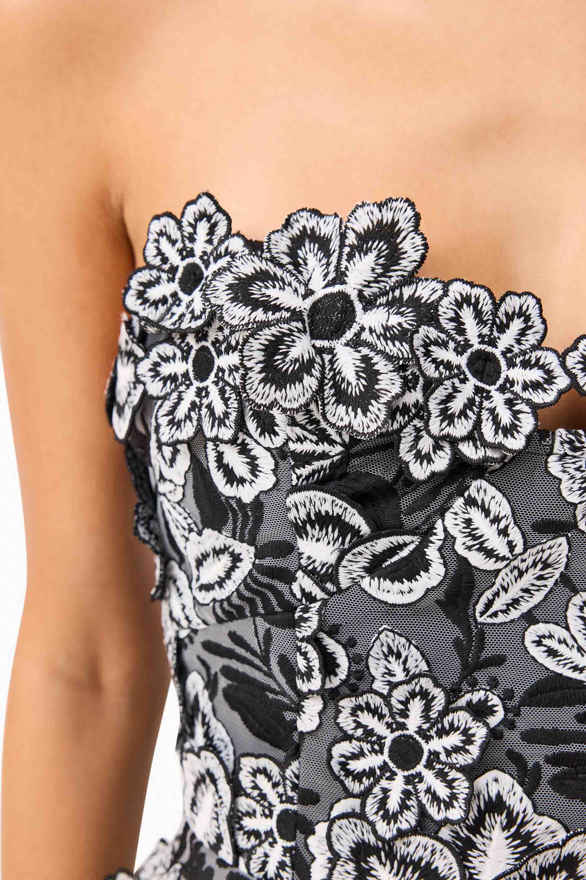 Roseate Floral Mini Dress in Black