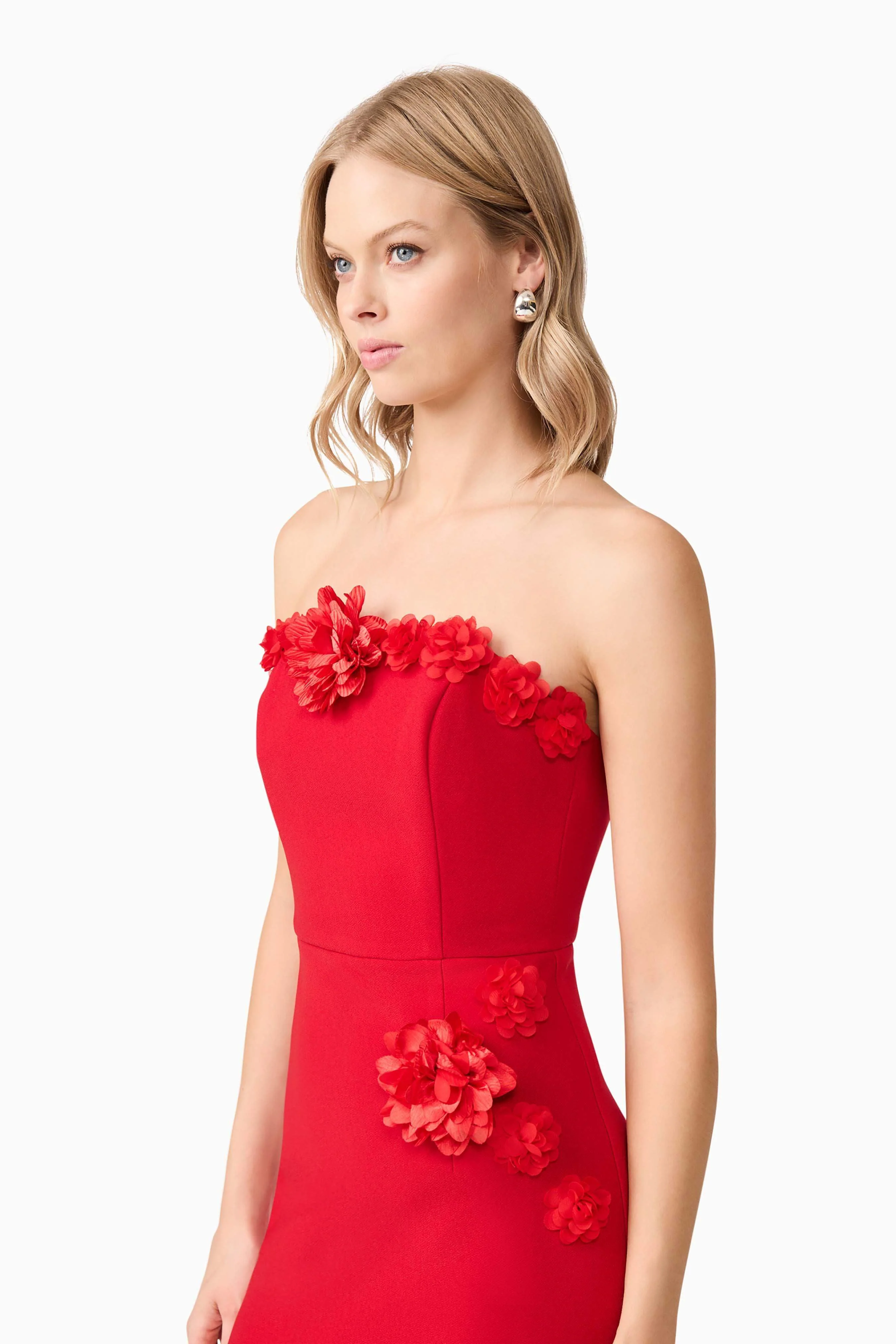Keahna Floral Midi Dress In Red