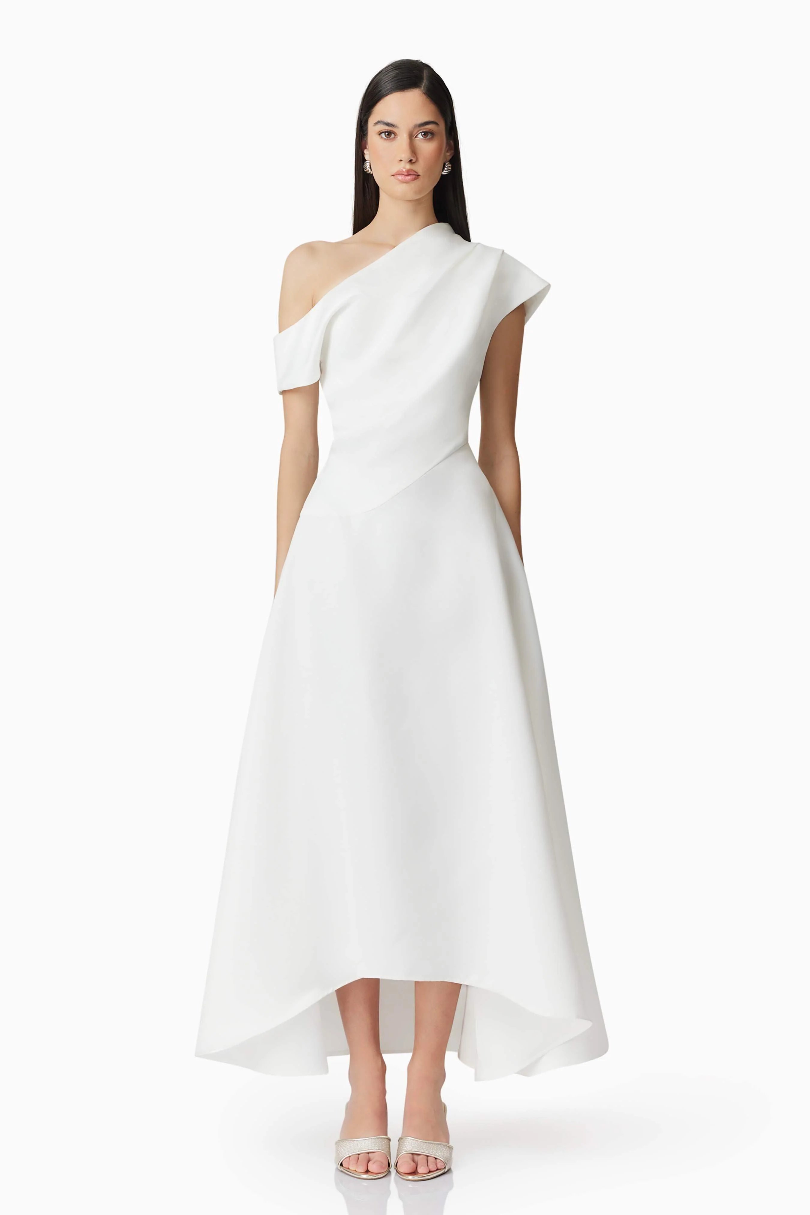 Marissa One Shoulder Gown in White
