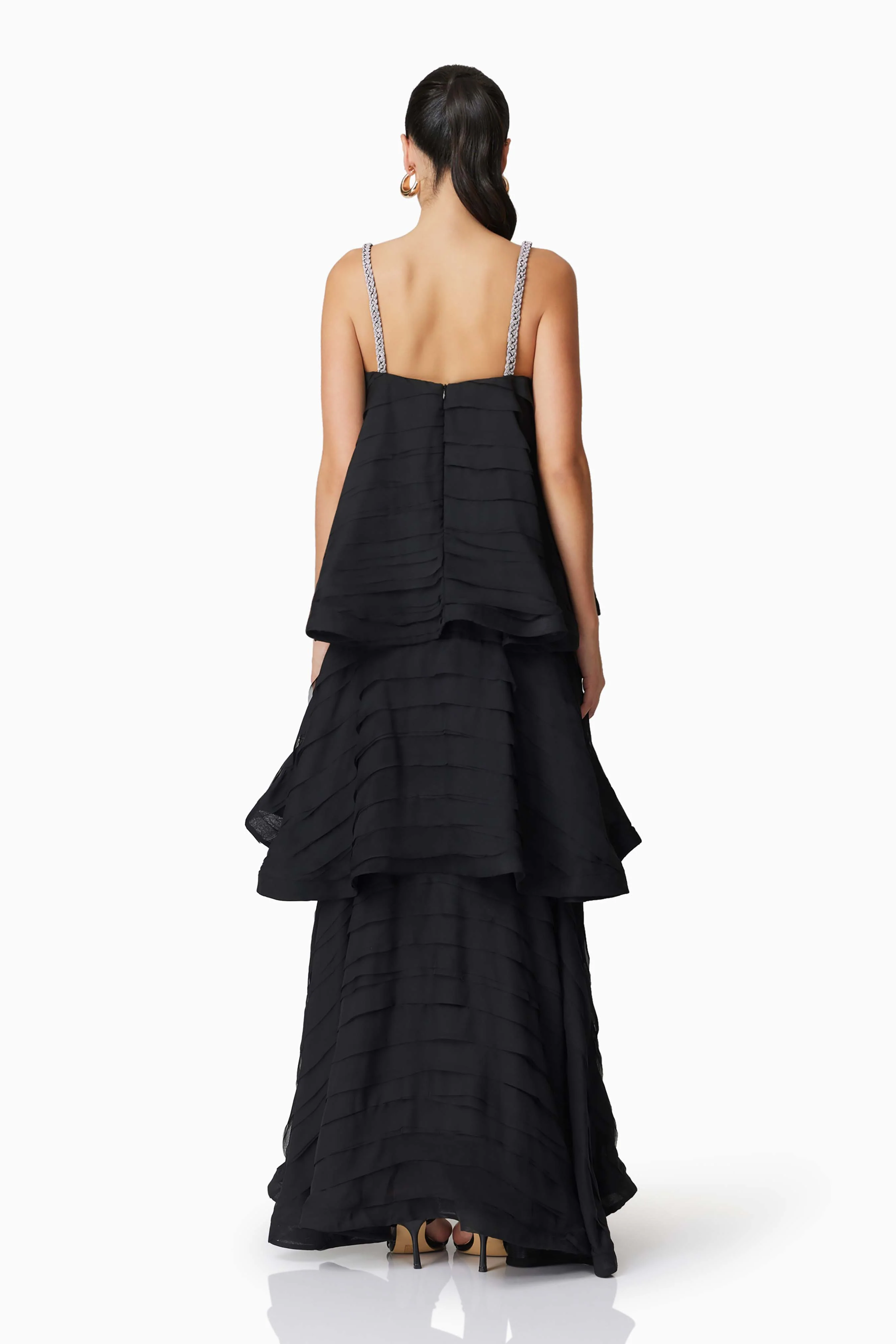 Eira Tiered Maxi Dress in Black