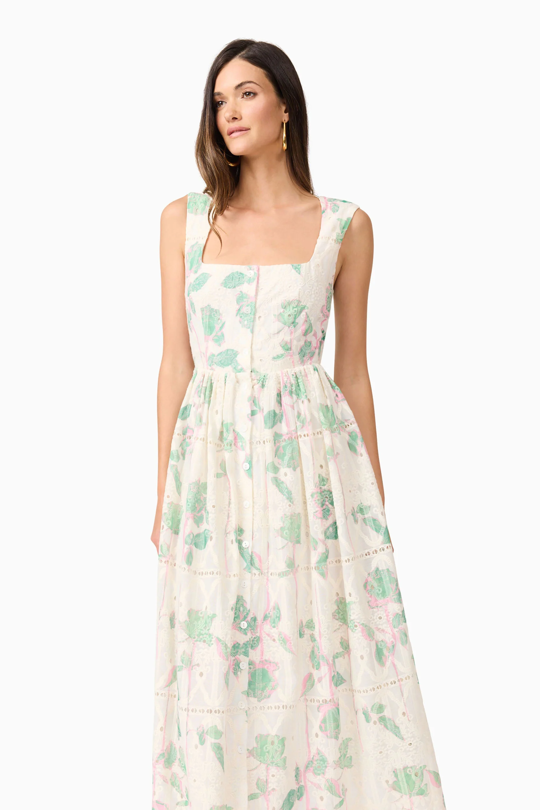 Kierra Floral Midi Dress in White