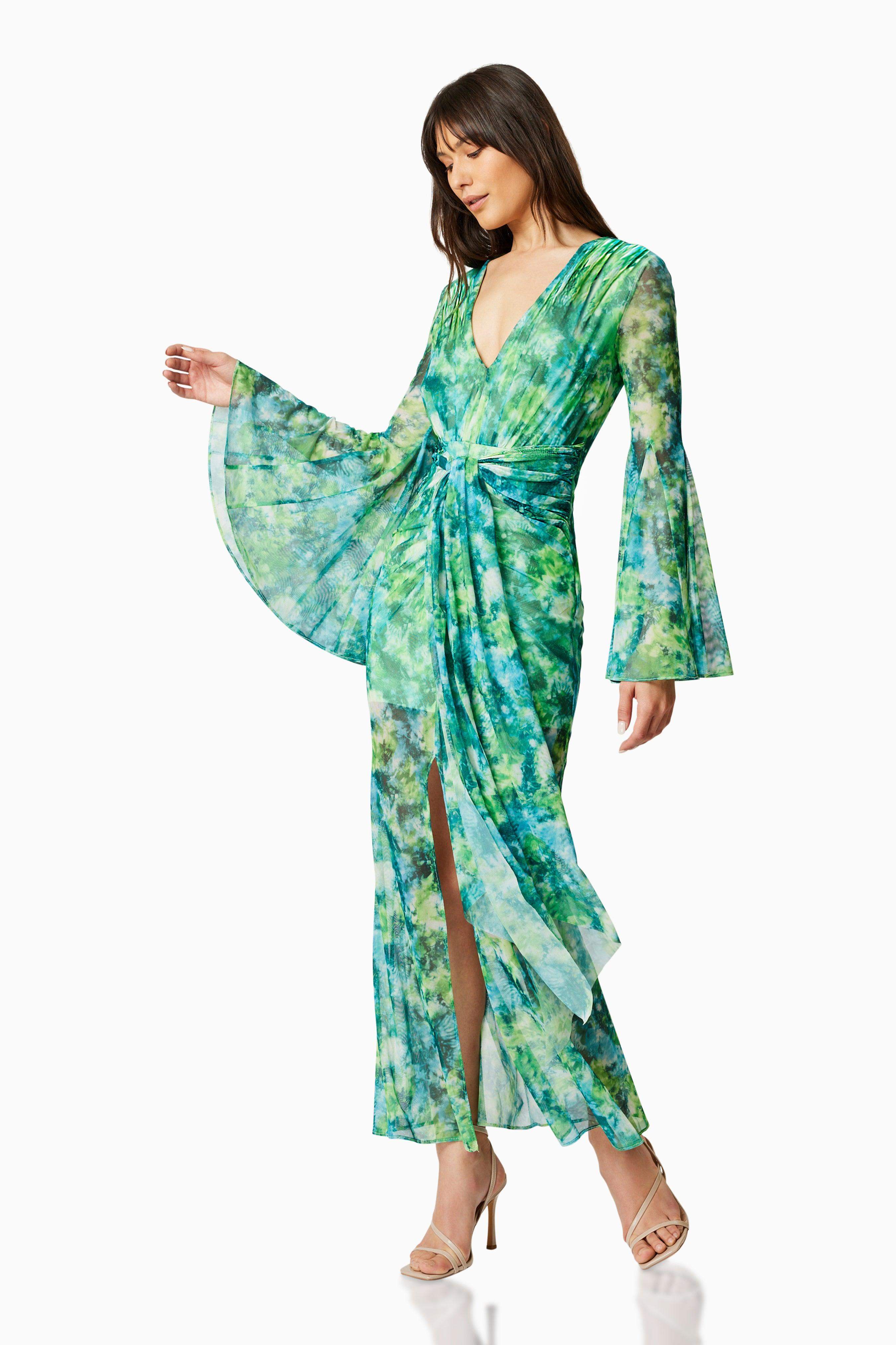 Jonquil Long Sleeve Maxi Dress In Green