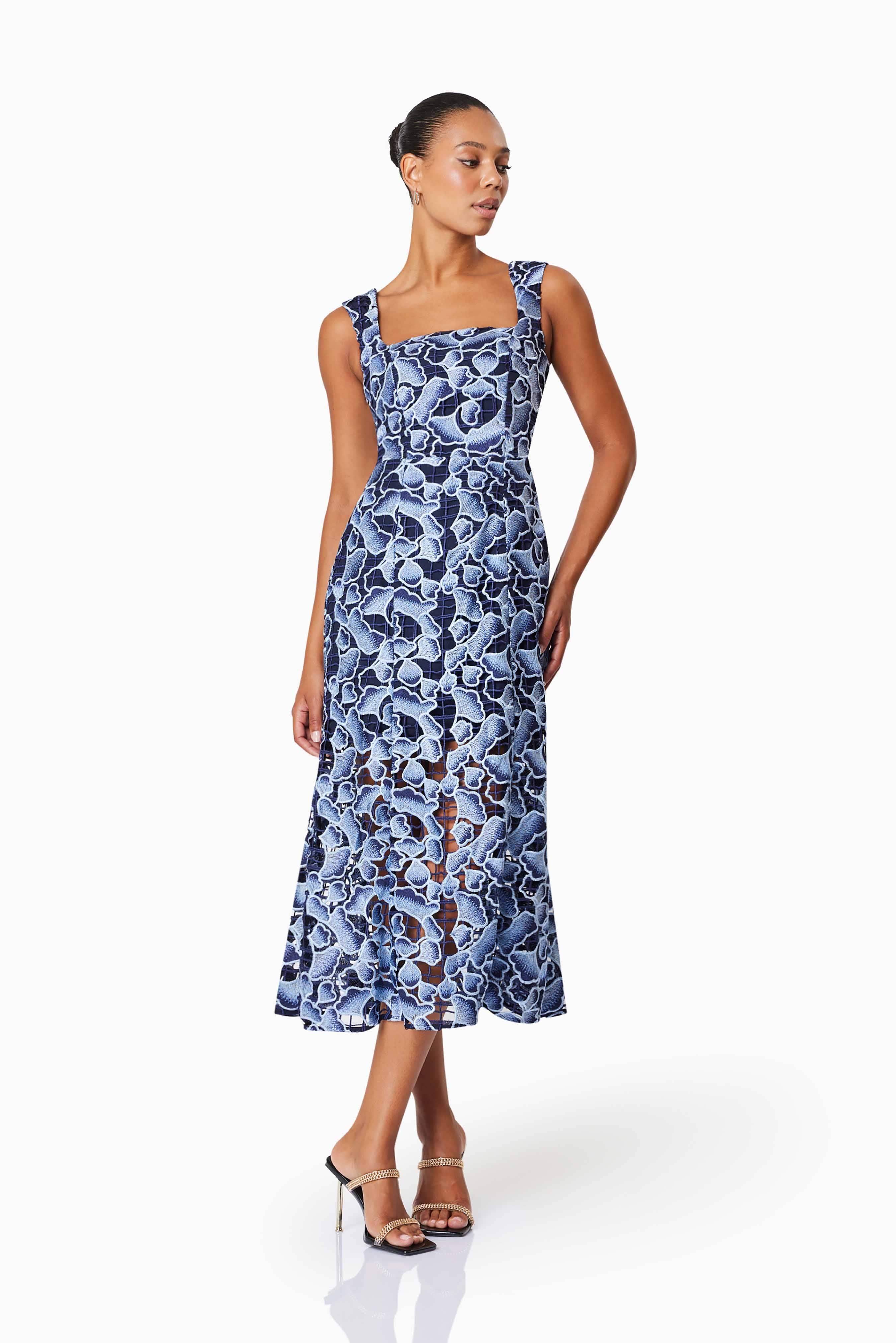 Mila Cocktail Midi Dress In Blue