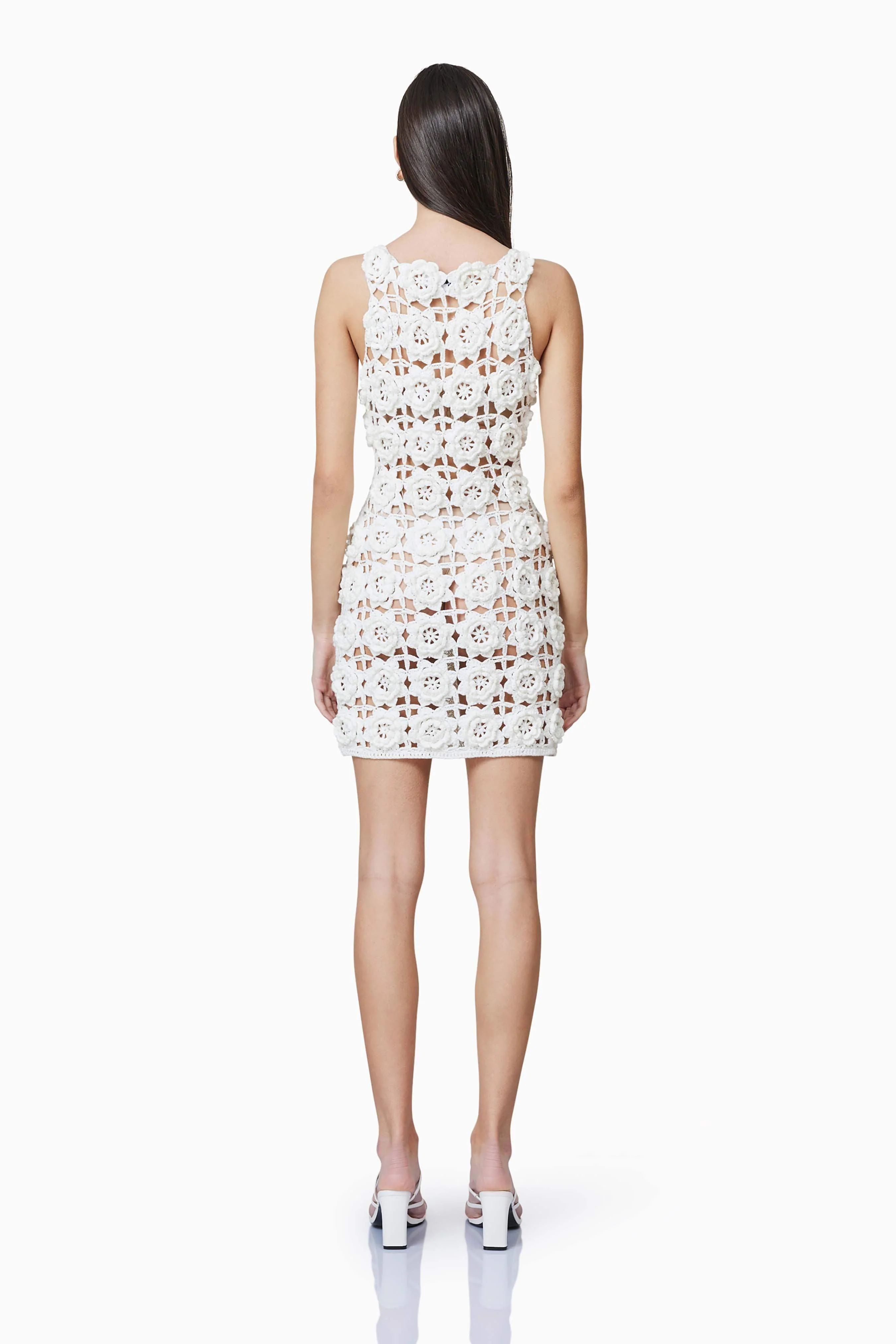 Elise Crochet Mini Dress in White