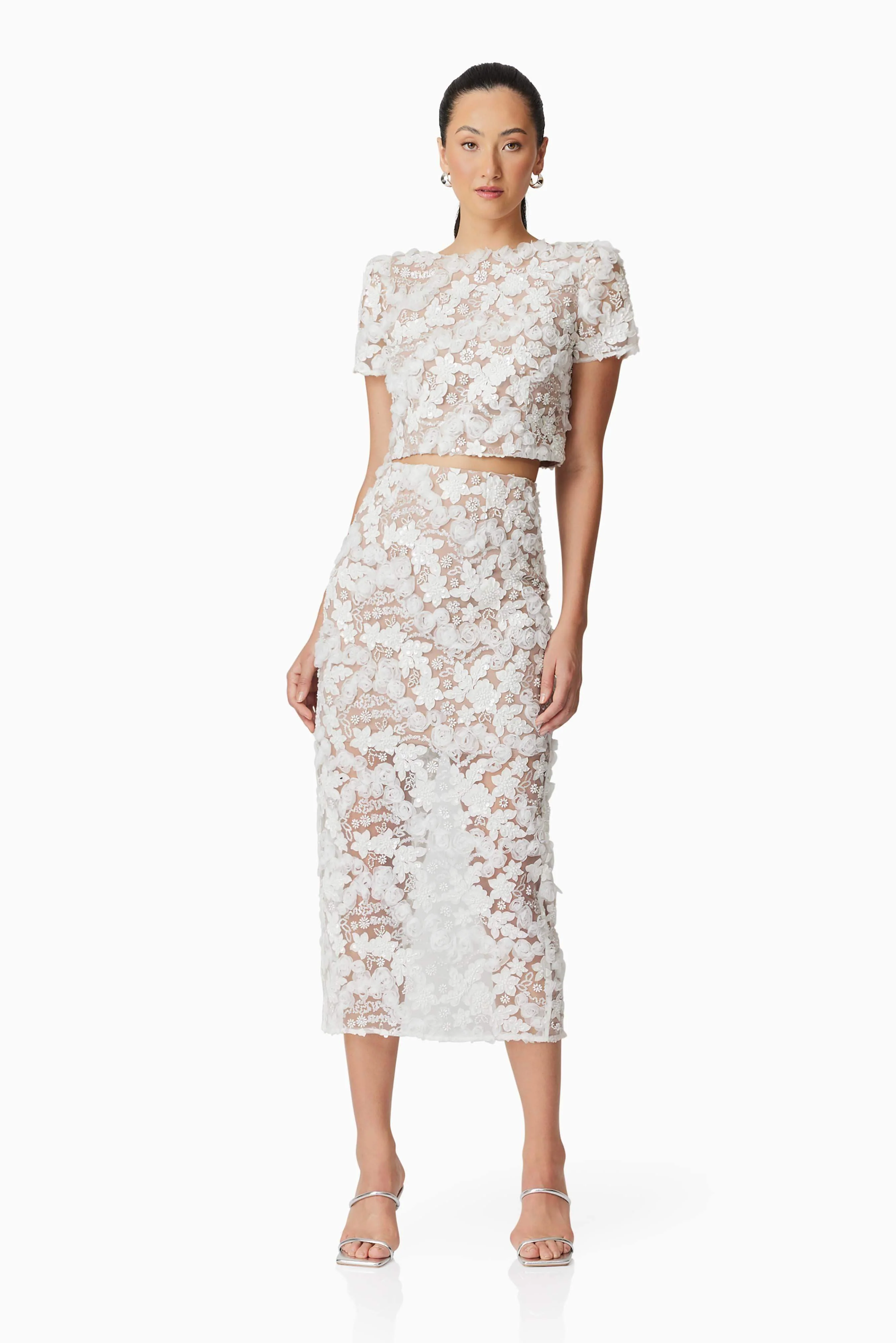 Vonni Sequin Set in White