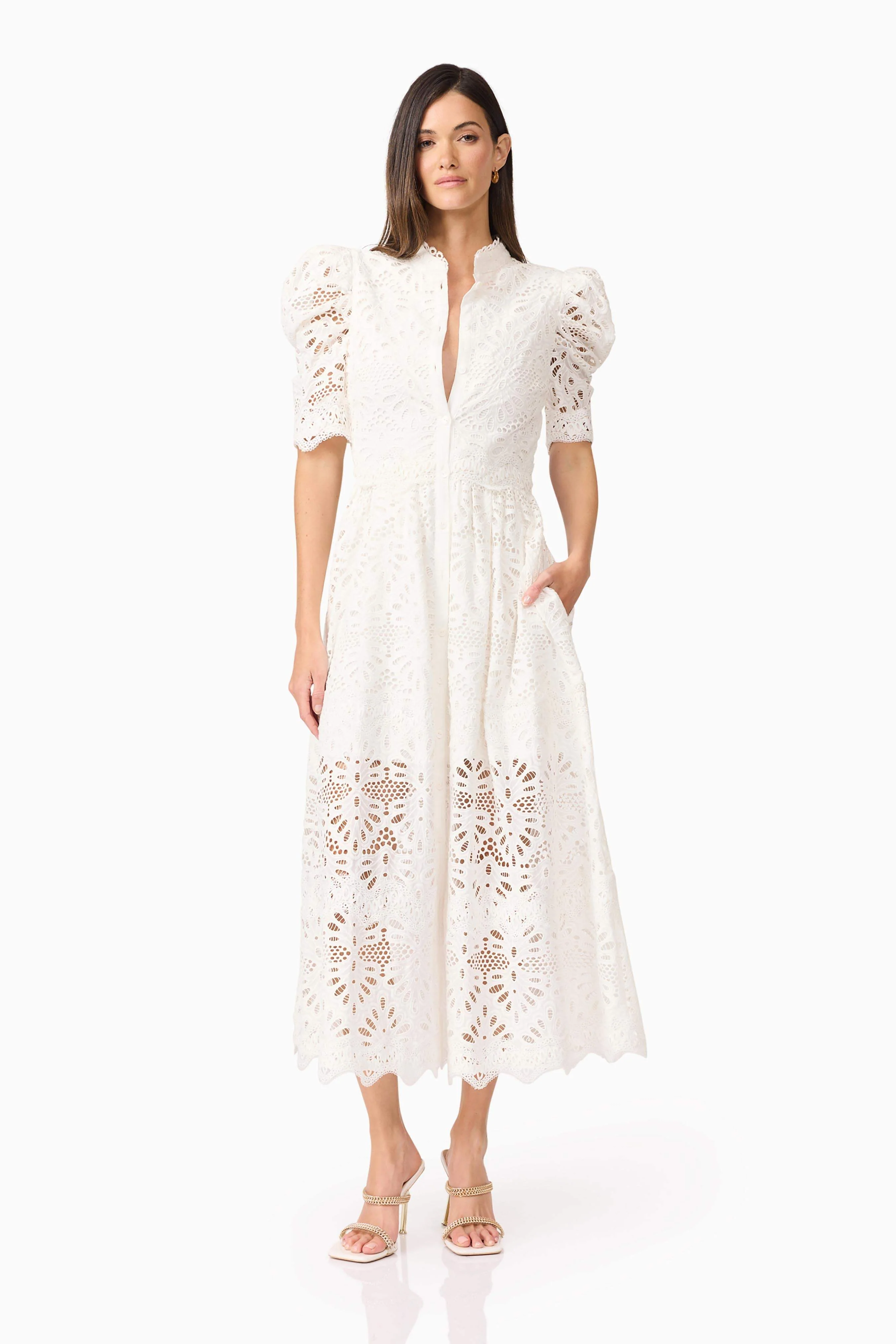 Carli Midi Shirt Dress in White