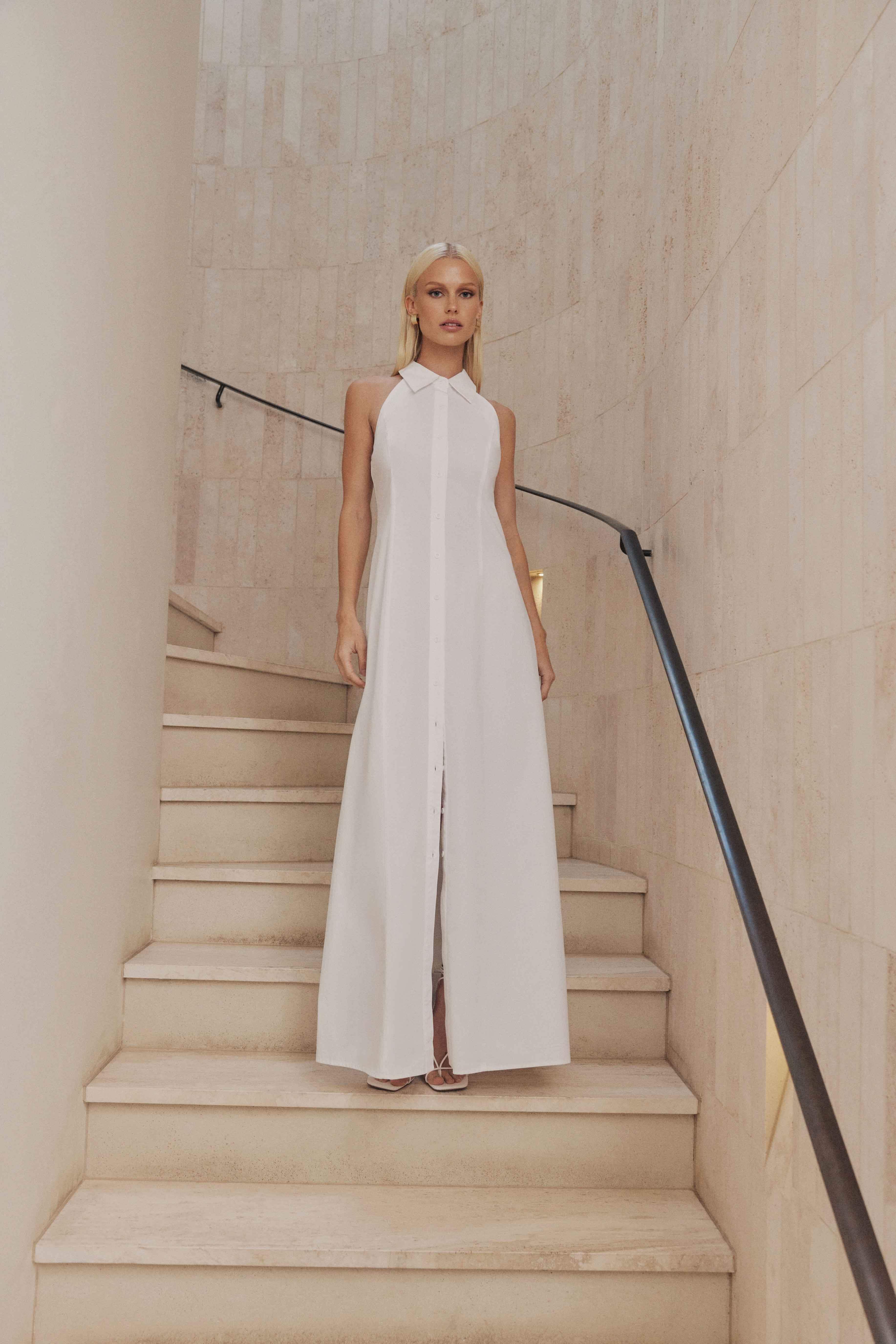 CURAAE Chelsea Sleeveless Maxi Dress in White