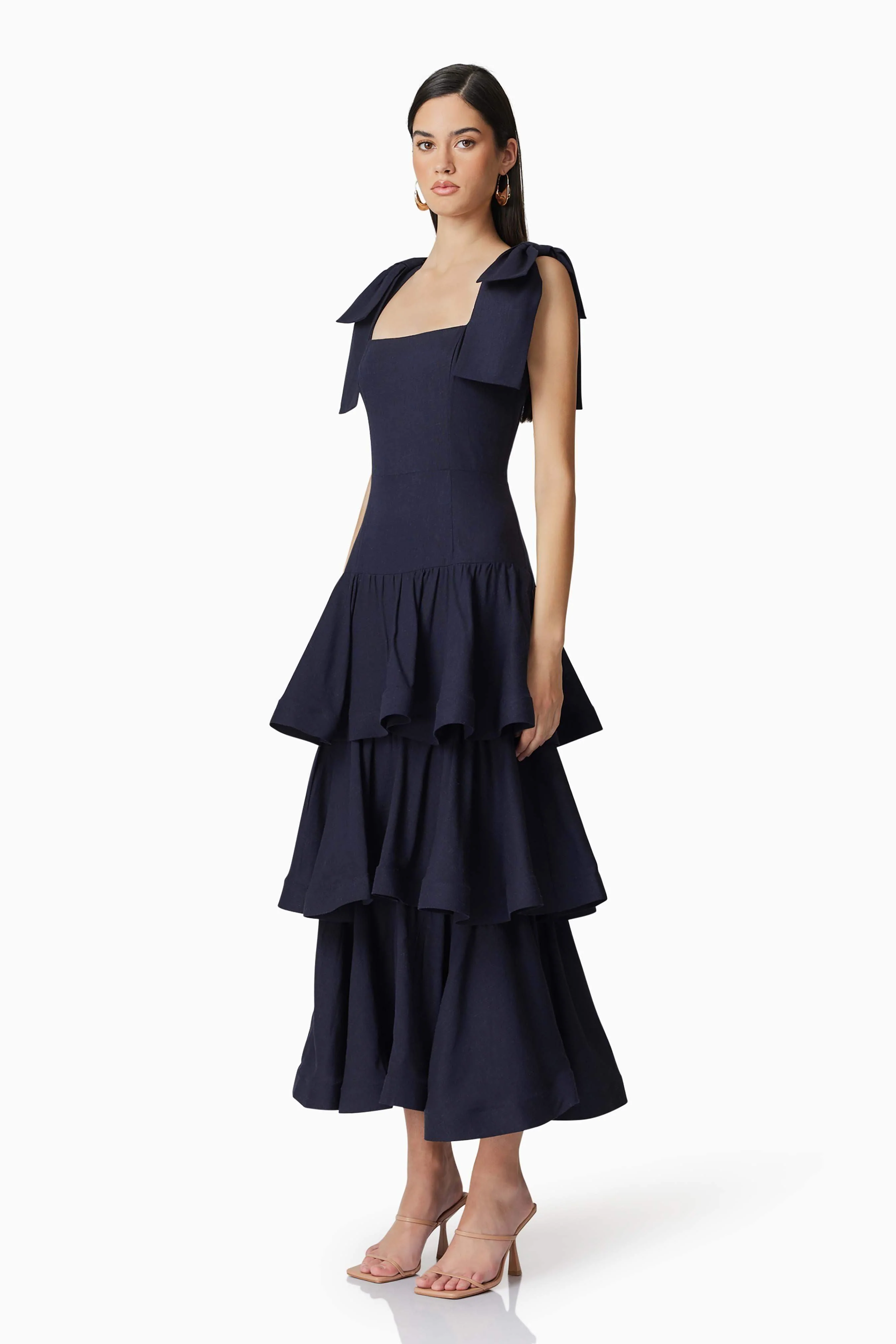 Kara Tiered Maxi Dress in Navy
