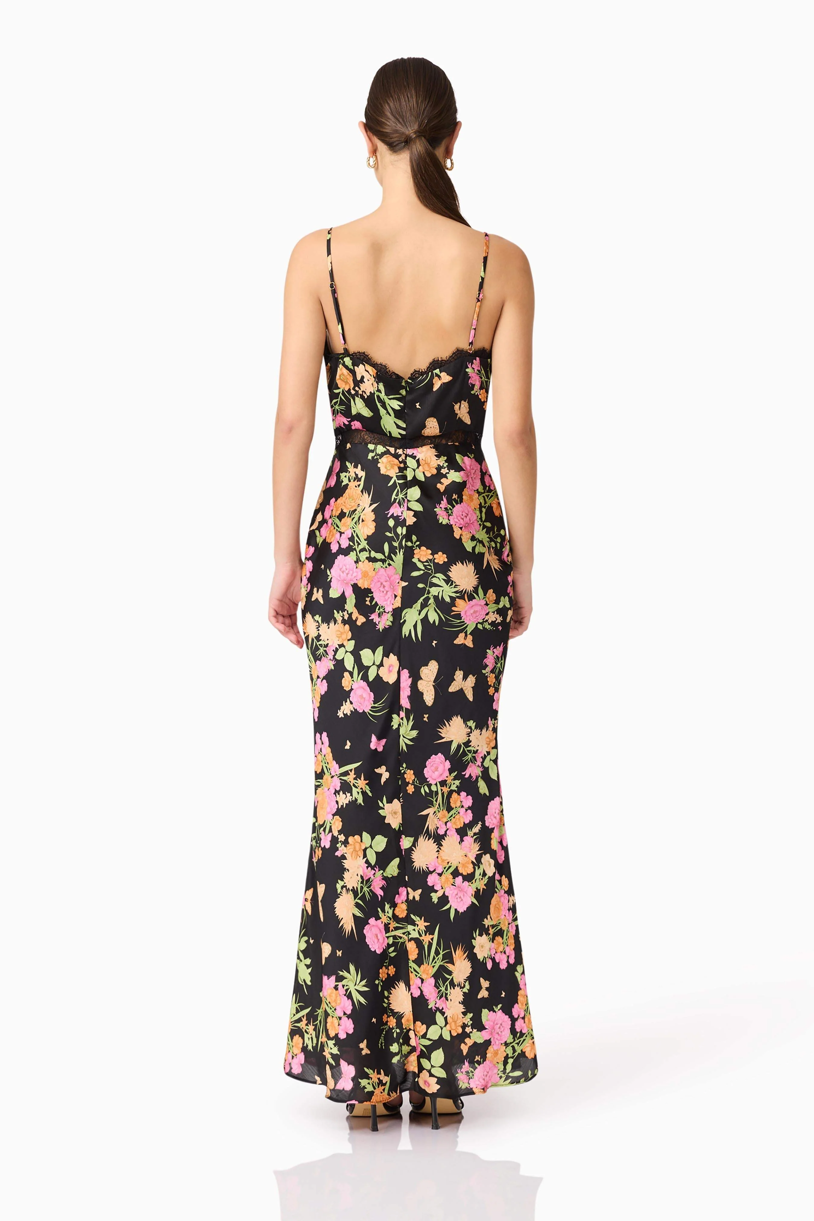 Tess Floral Maxi Dress in Black