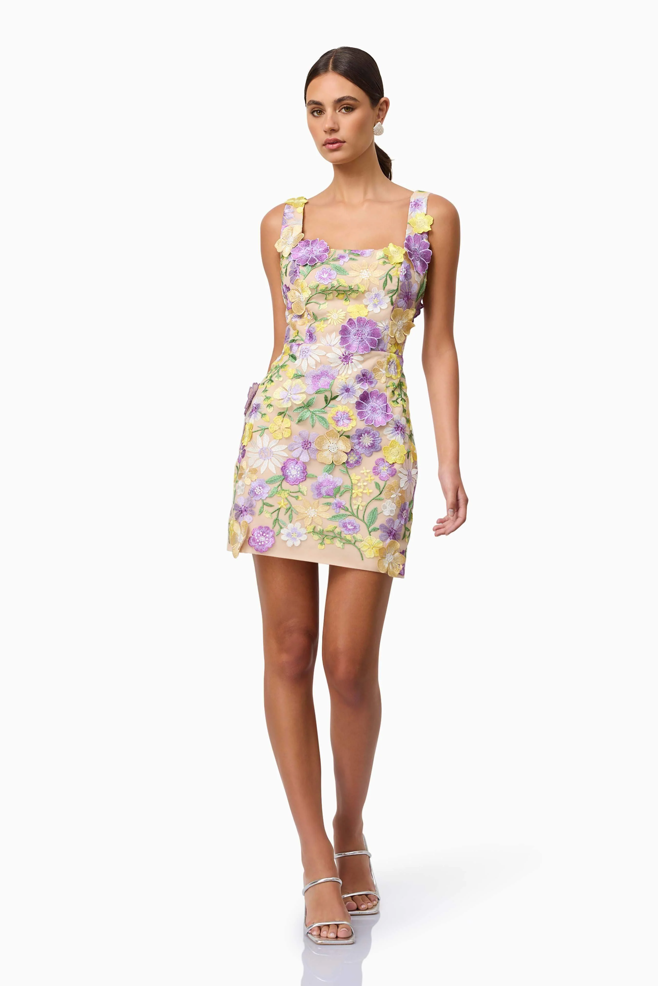 Lina Embroidered Mini Dress in Floral