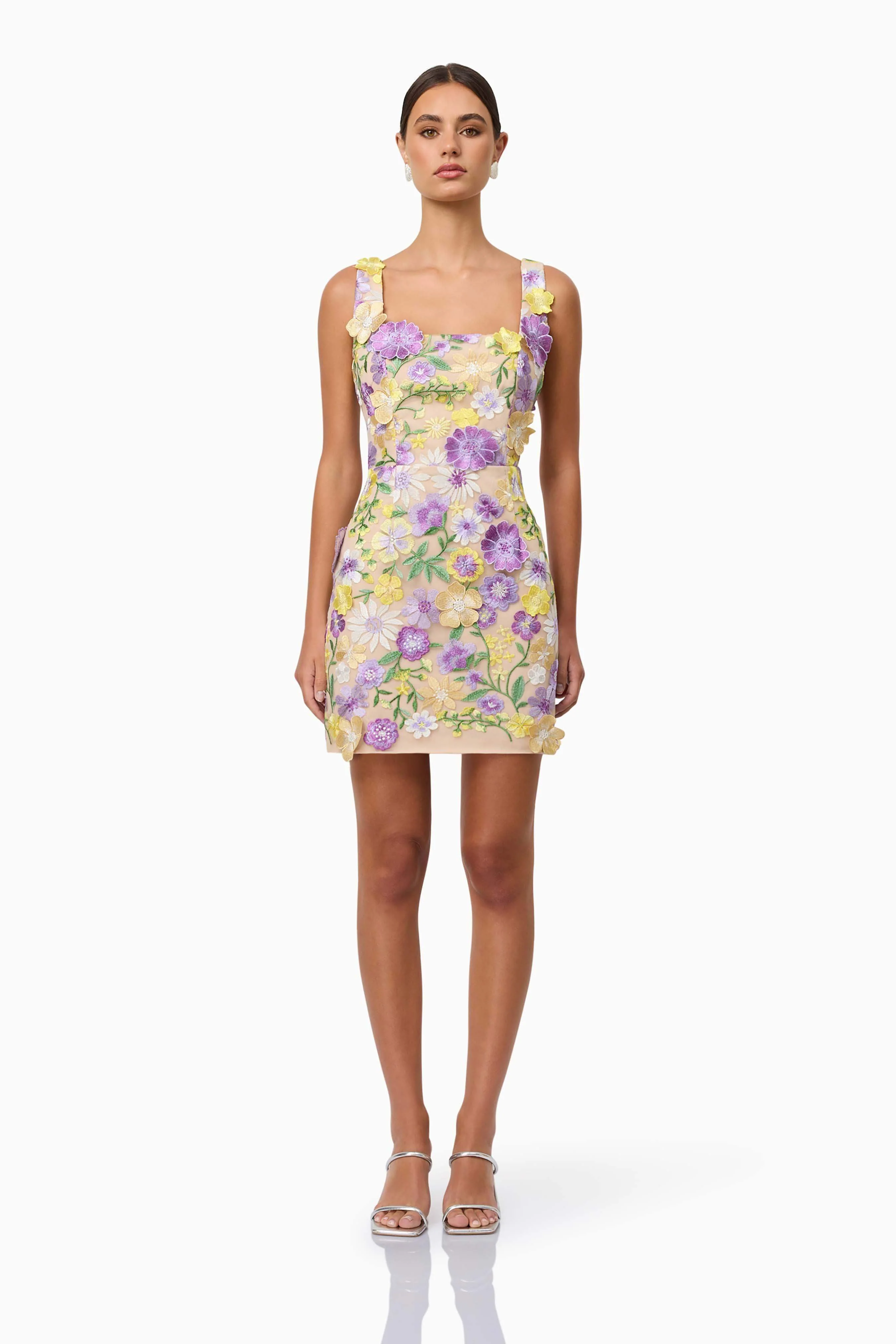 Lina Embroidered Mini Dress in Floral