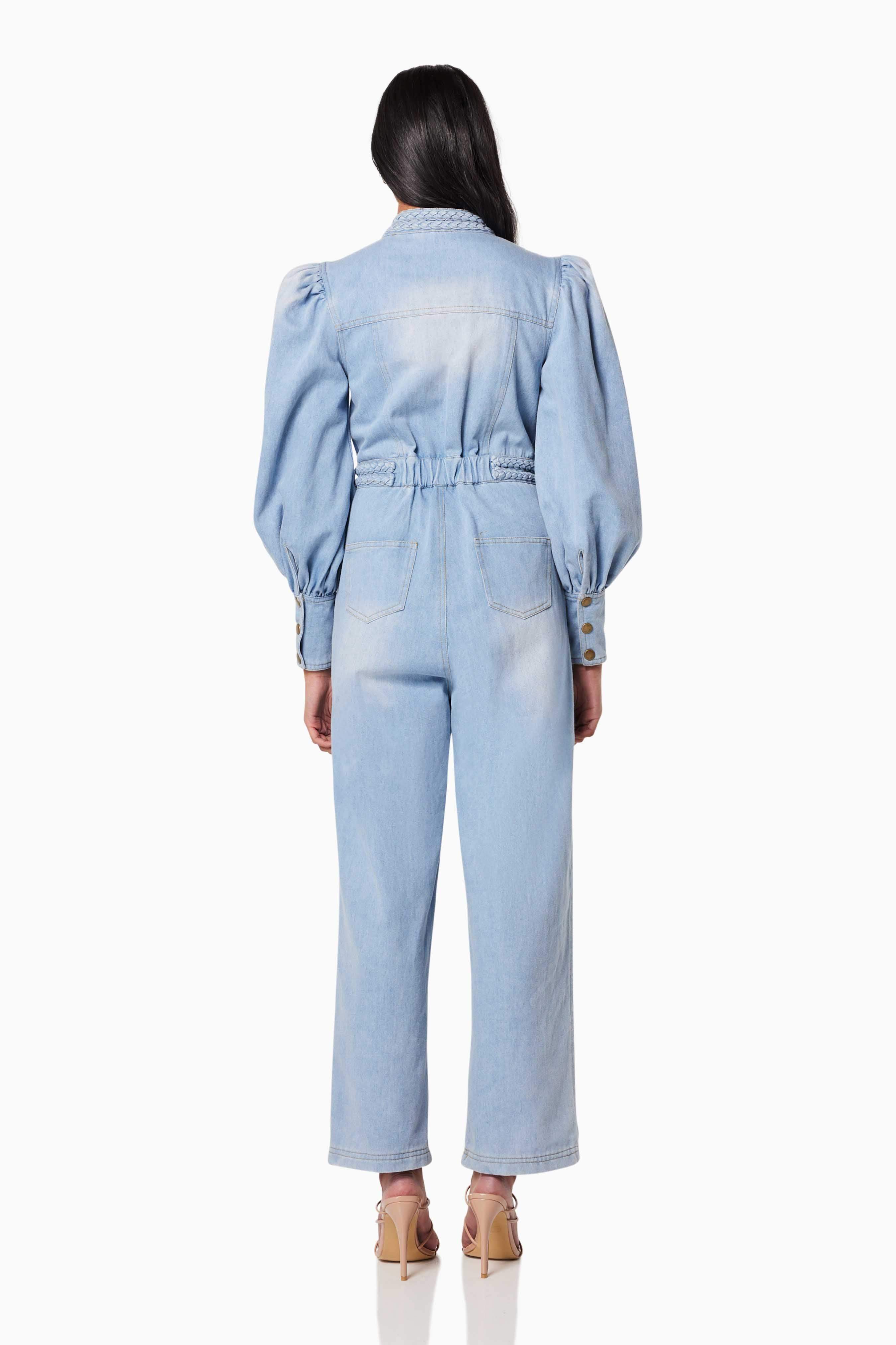 Country Long Sleeved Jumpsuit In Blue