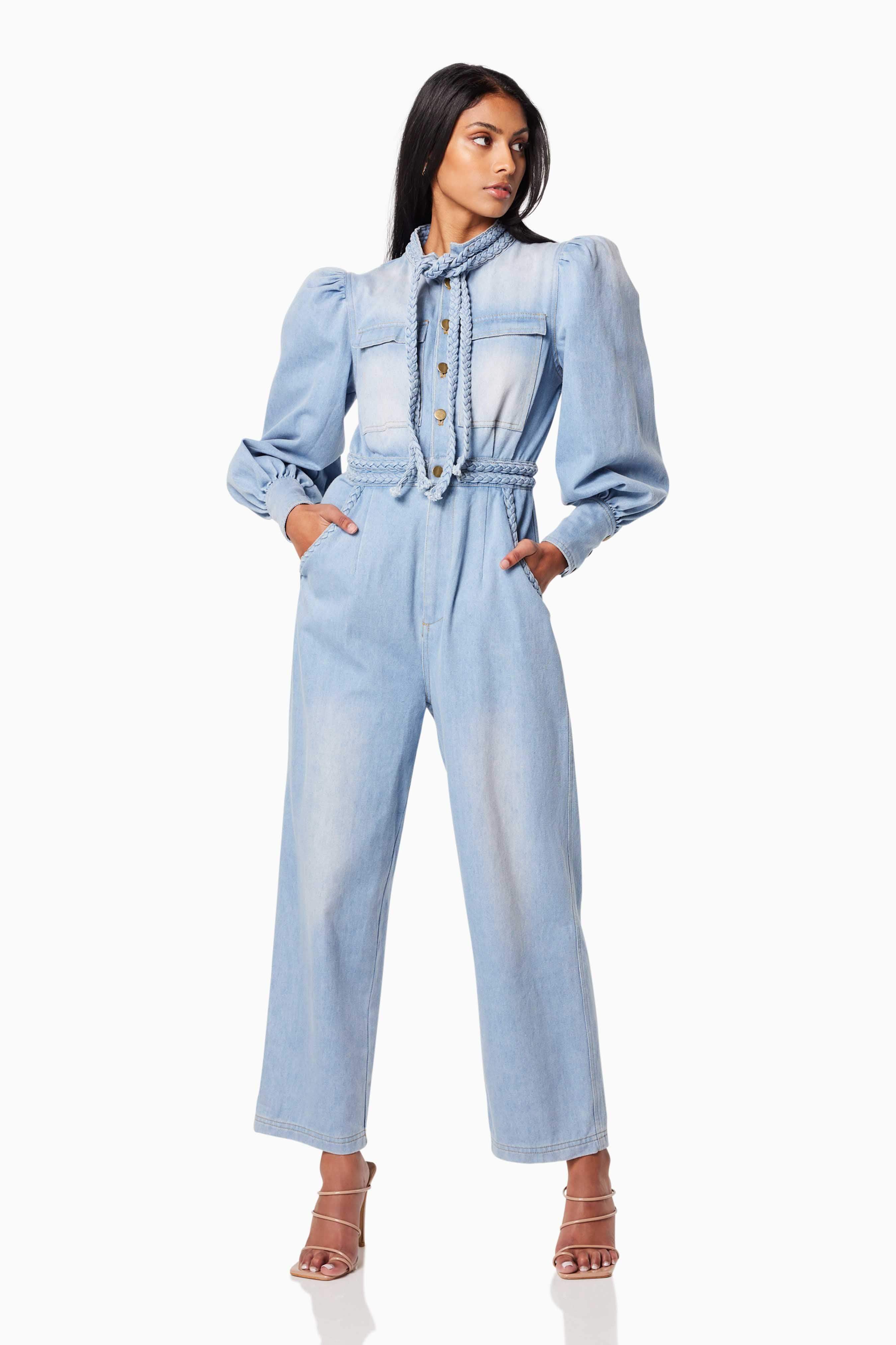 Country Long Sleeved Jumpsuit In Blue
