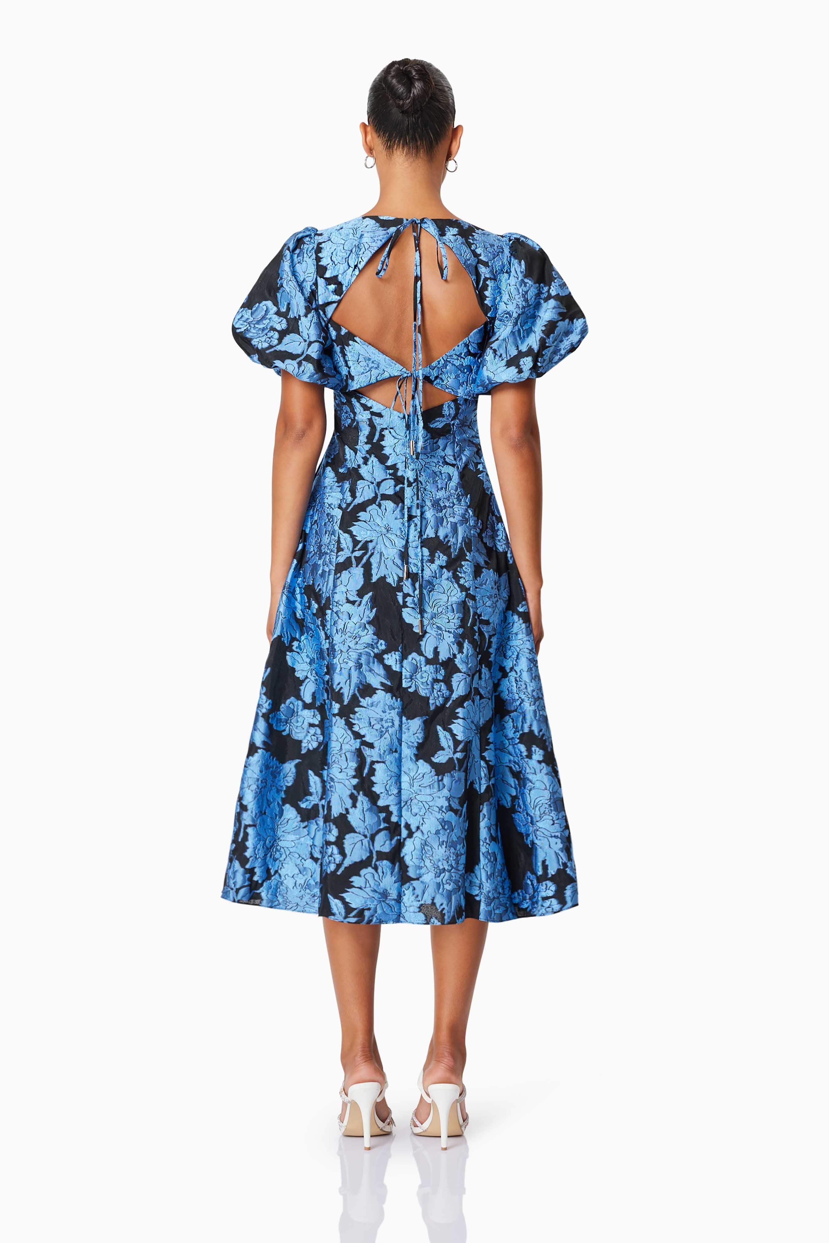 Kayla Cocktail Midi Dress In Blue