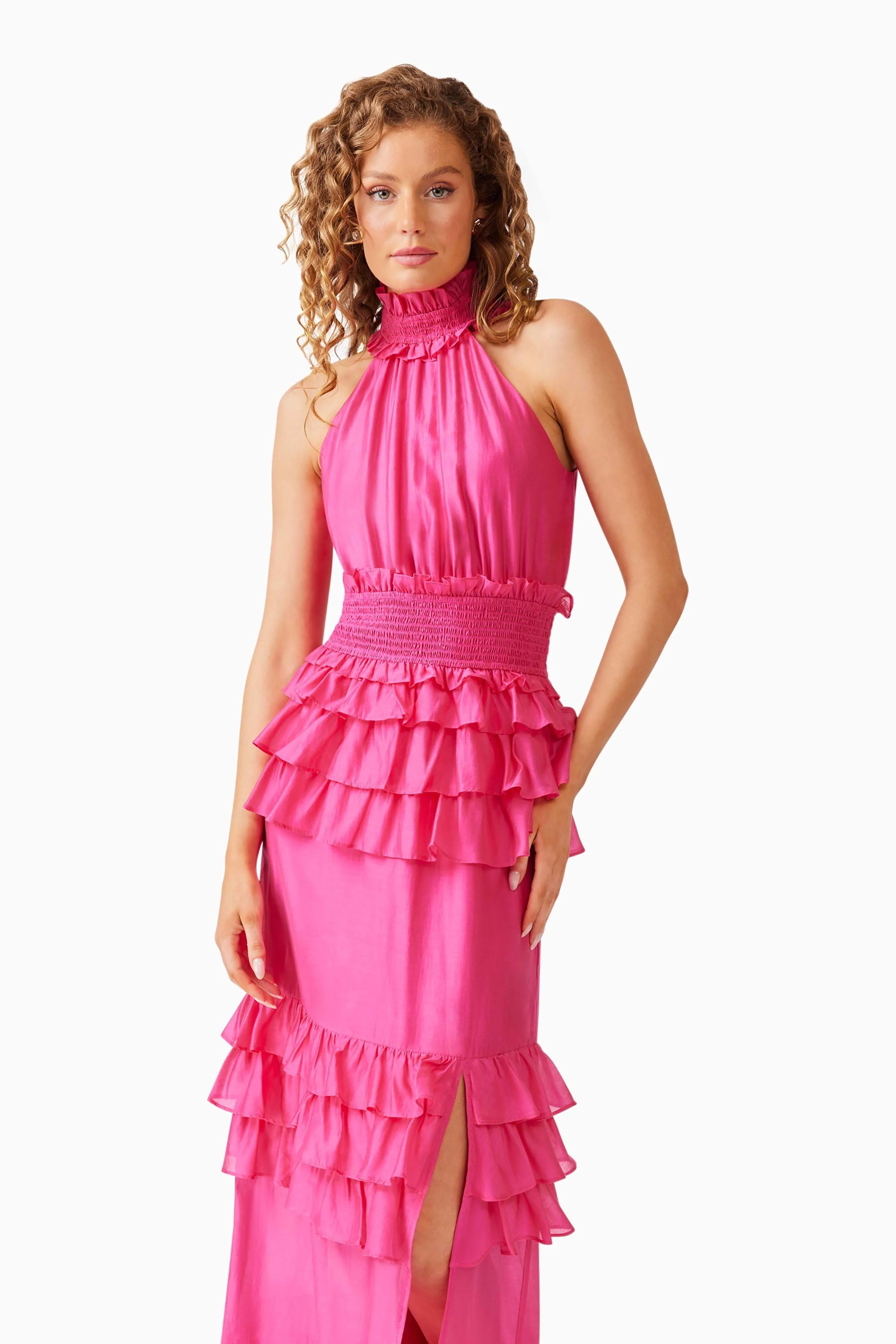 Kalani Halter Maxi Dress in Pink