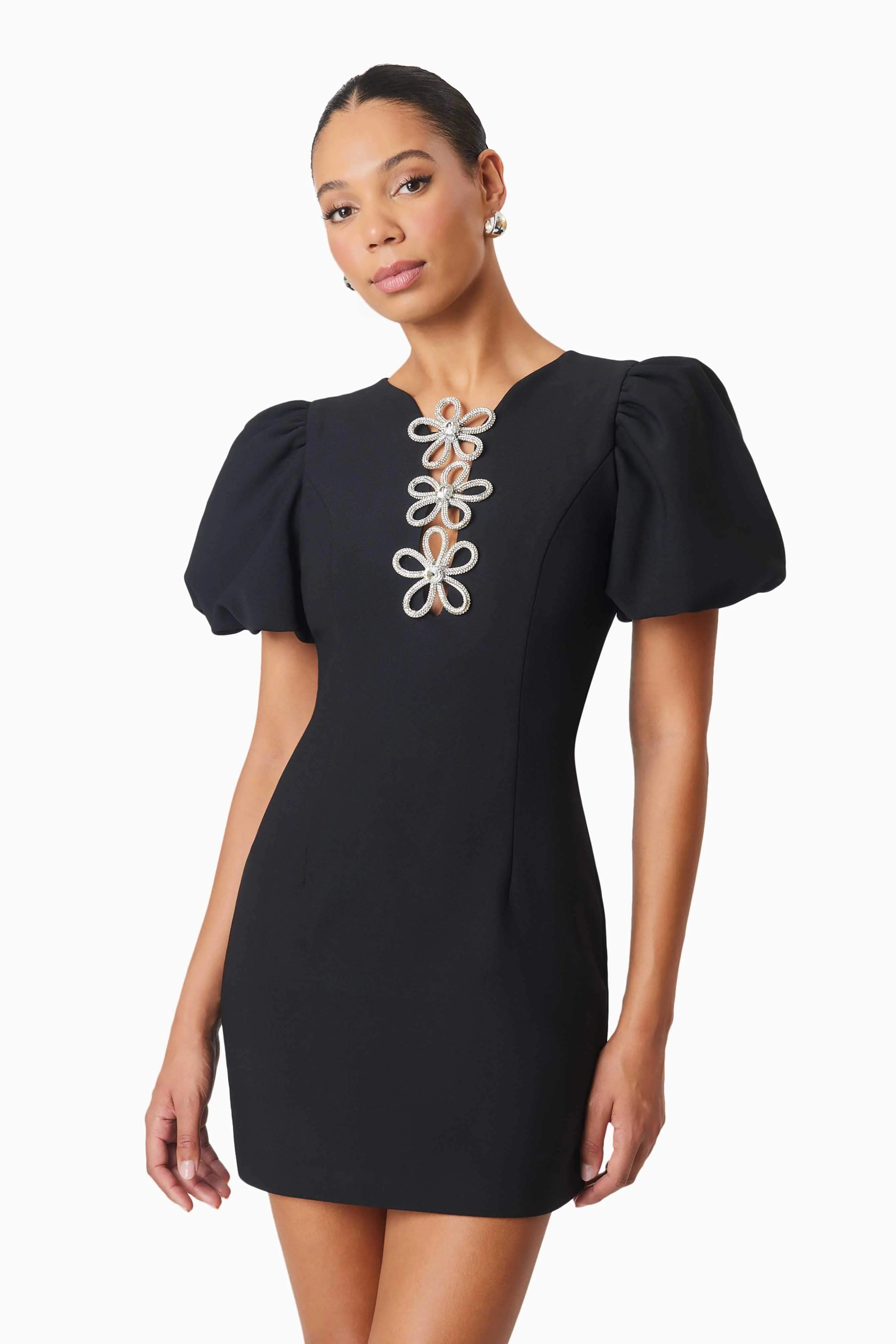 Delia Diamante Mini Dress In Black