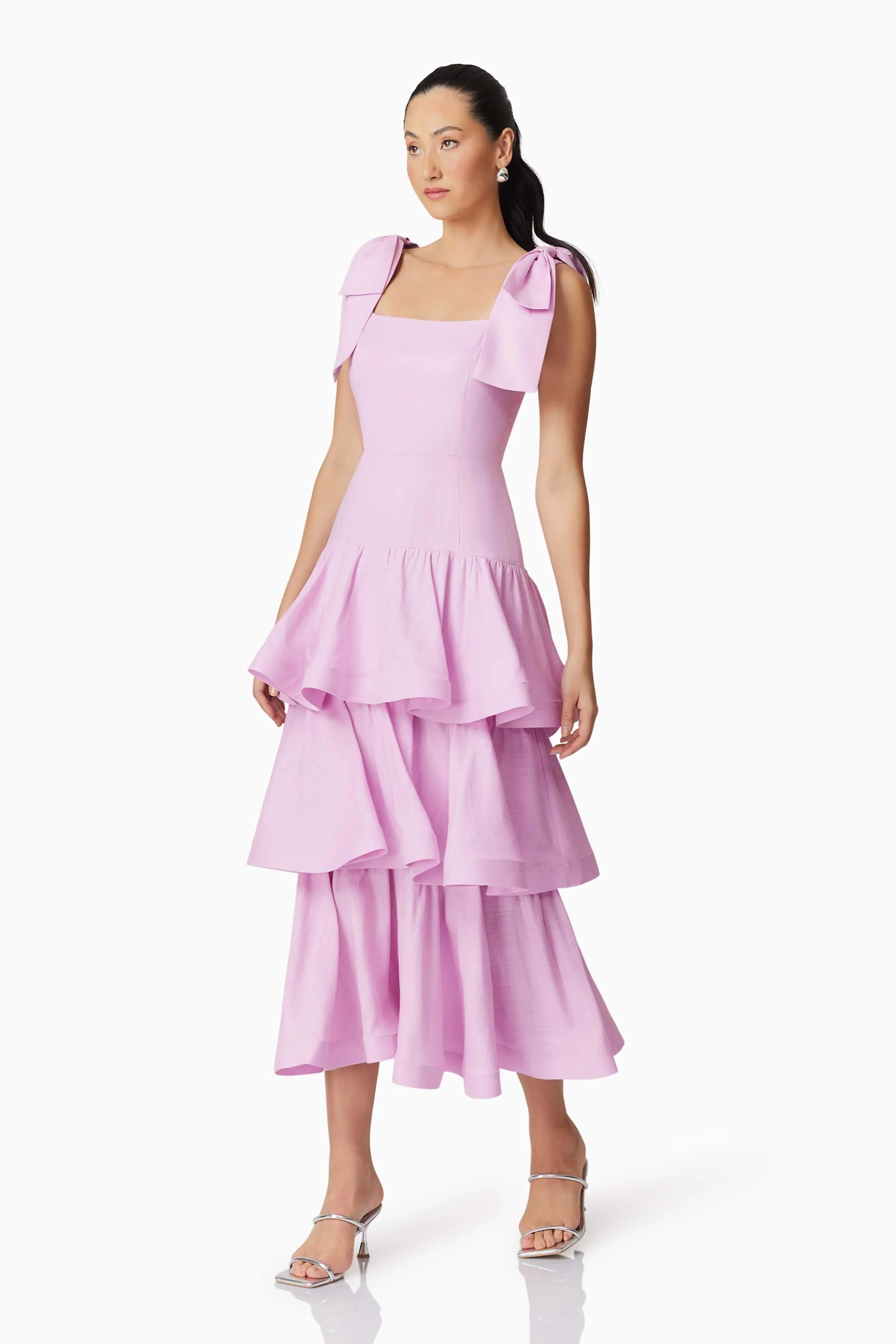 Kara Tiered Maxi Dress in Purple