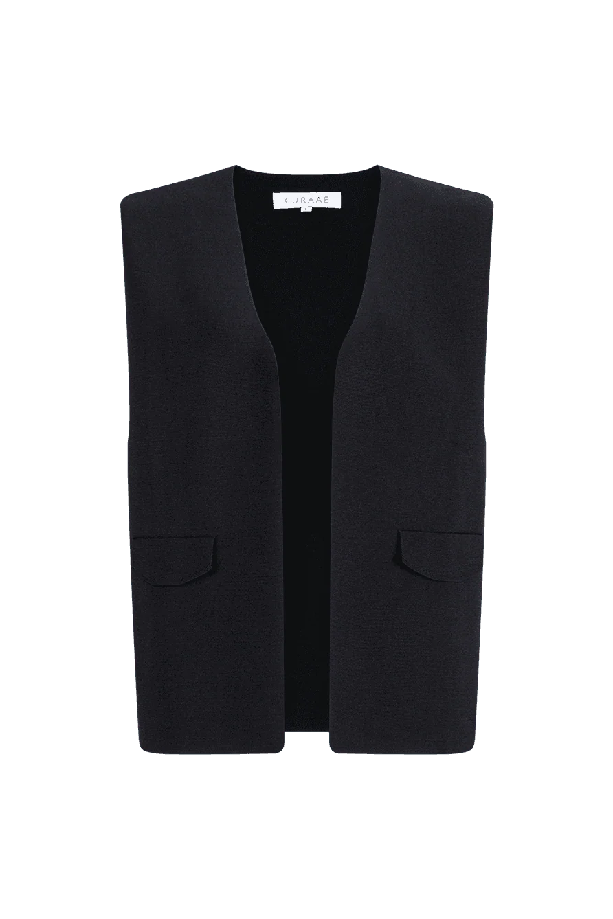 CURAAE Windsor Knit Vest in Black