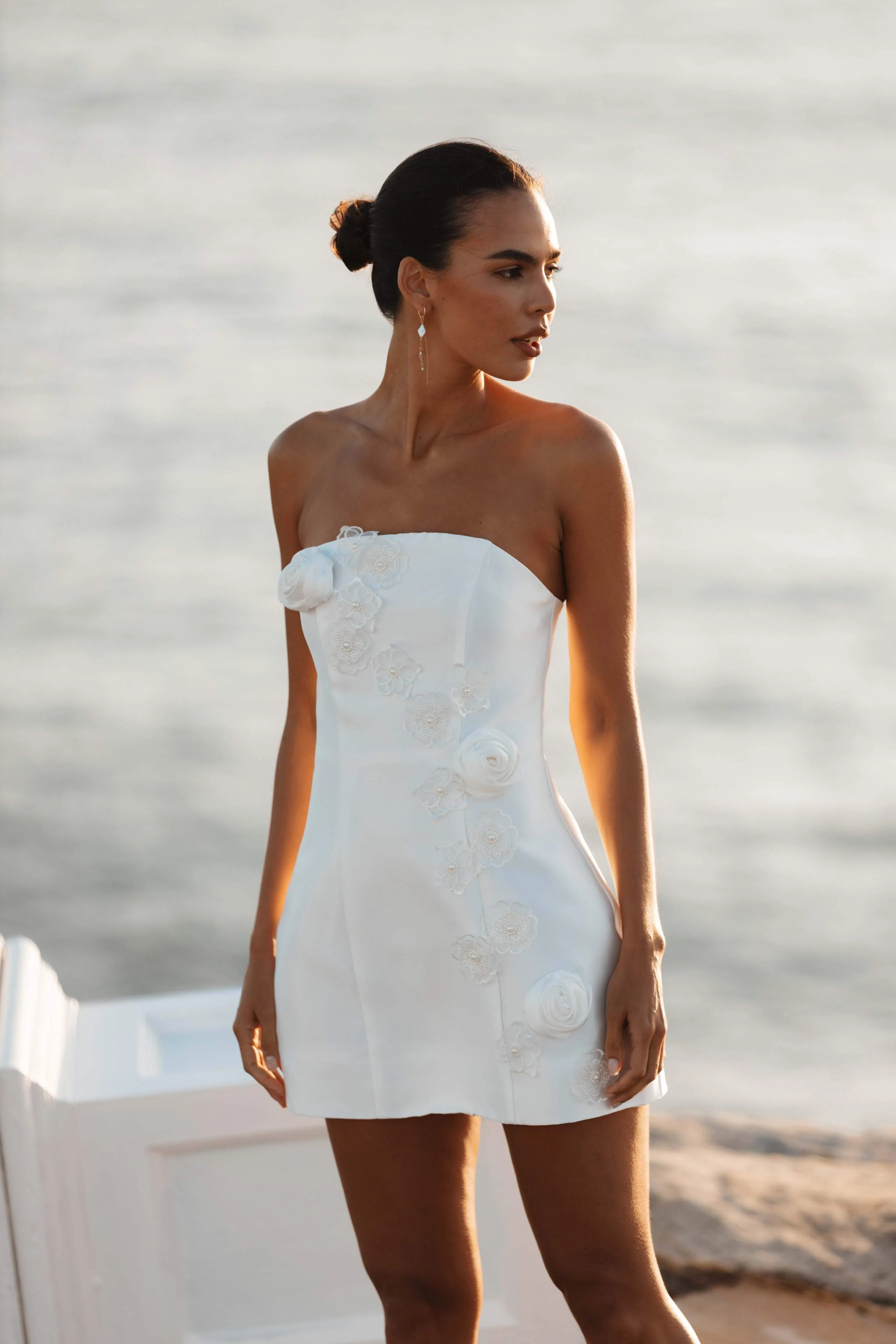 Oleander Strapless Maxi Dress In White