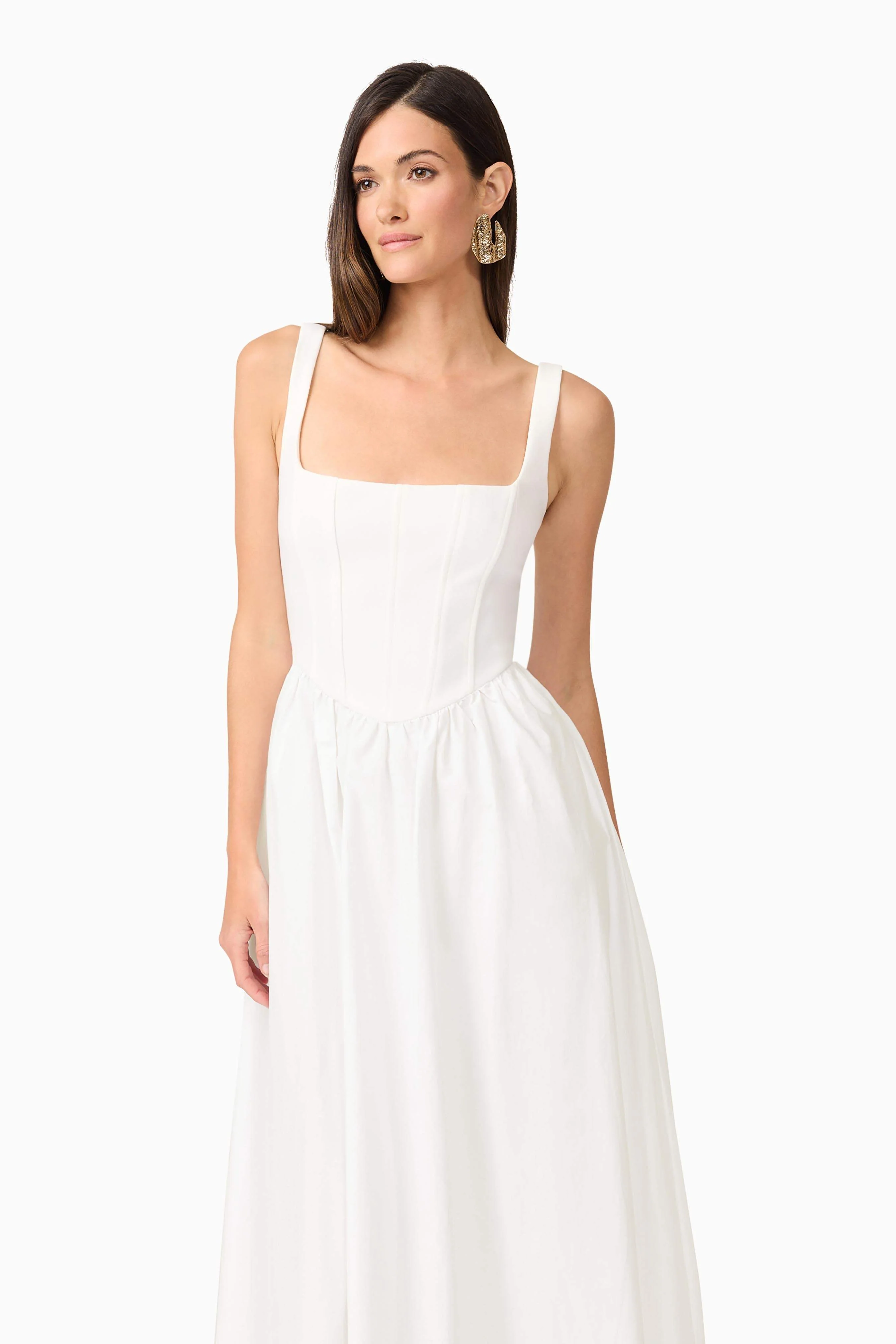 Ingrid Corset Midi Dress in White