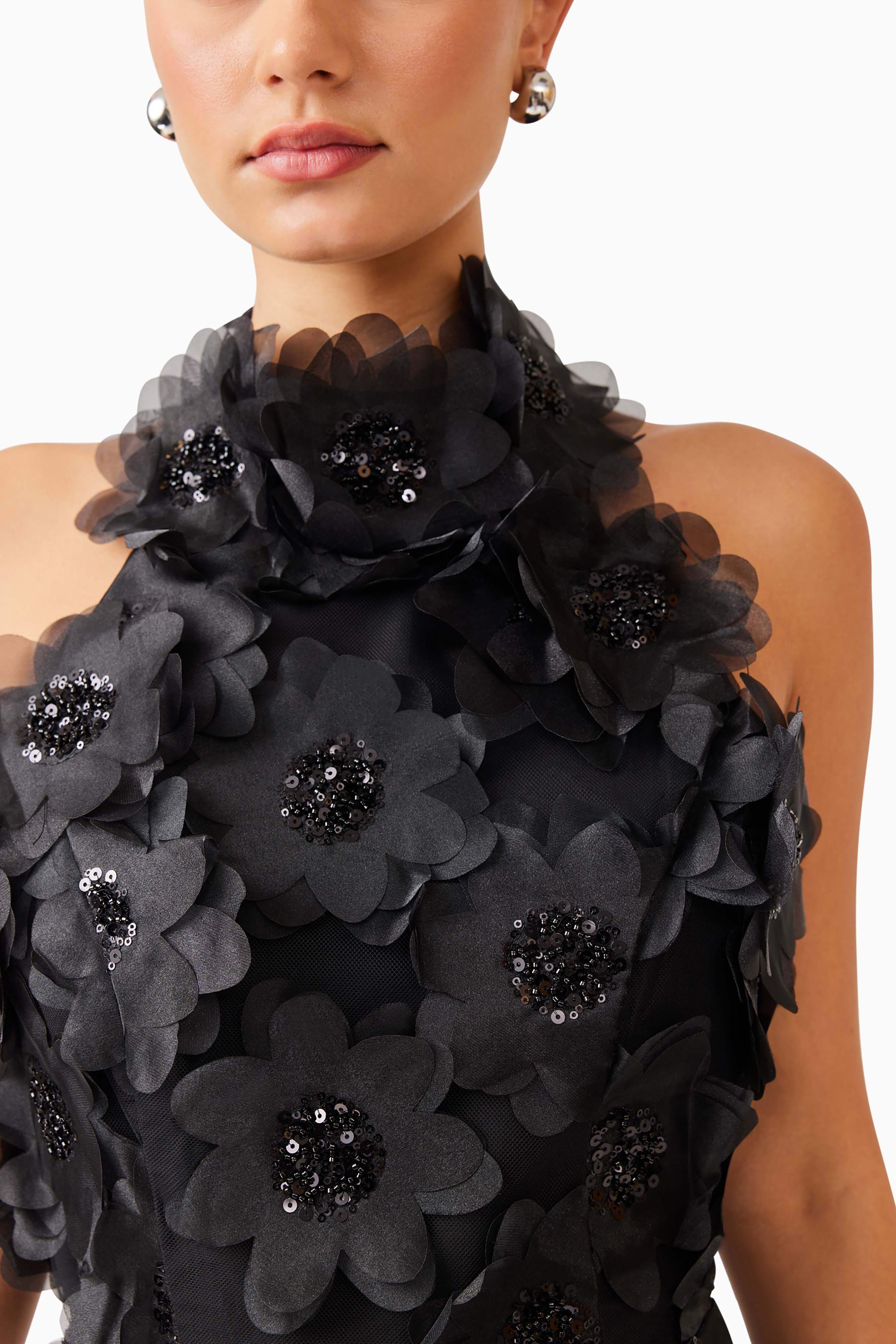 Cherry Blossom Mini Dress in Black