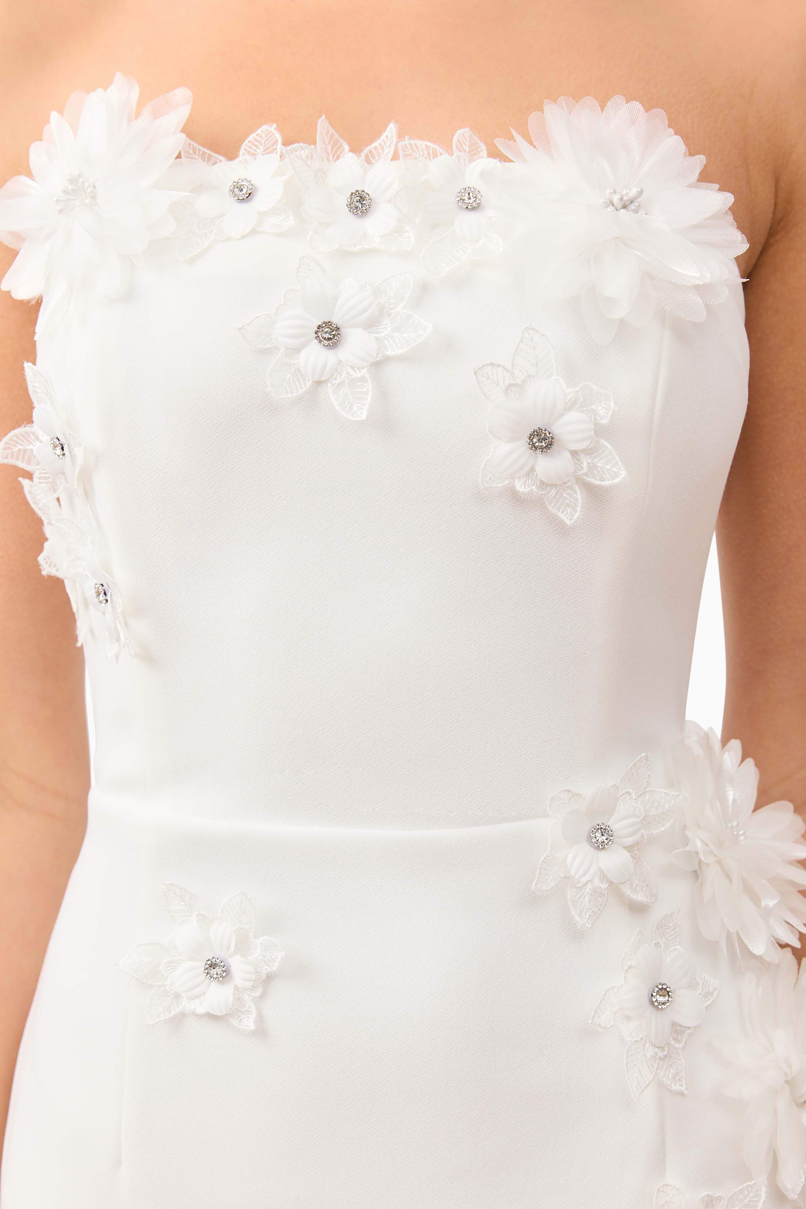 Kiara Strapless Midi Dress in White