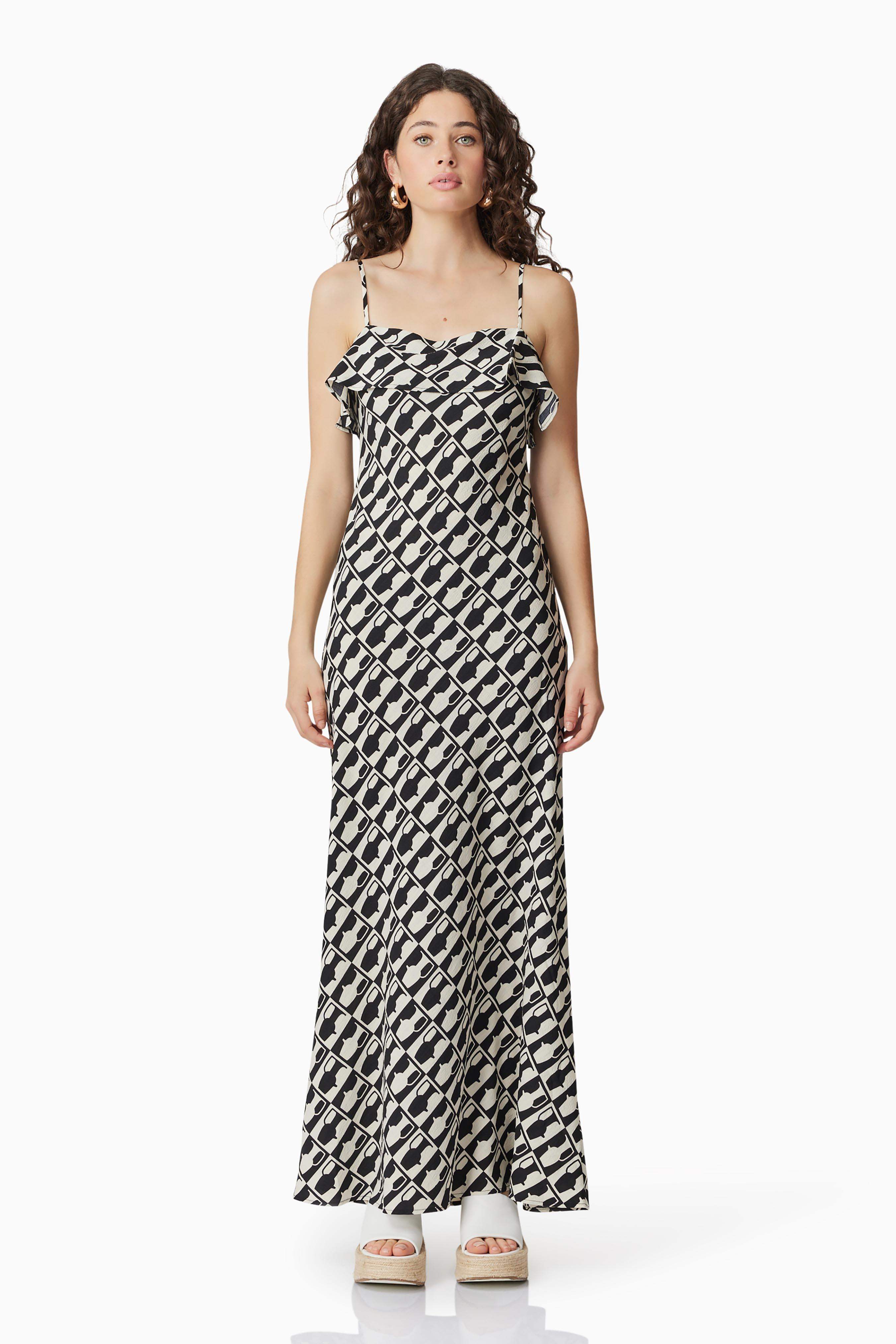 CURAAE Gianna Maxi Dress In Black & White