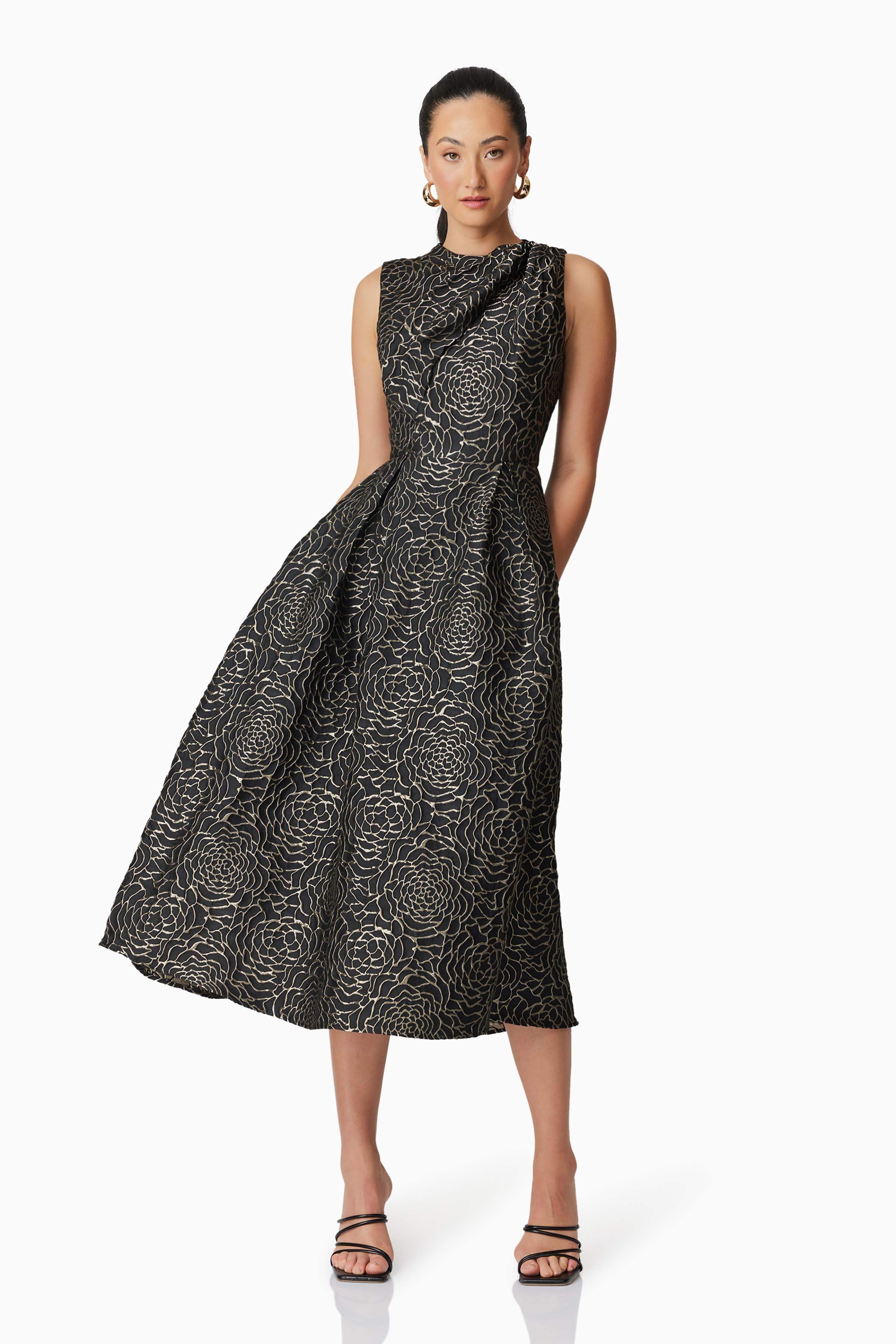 Deanna Midi Dress in Black