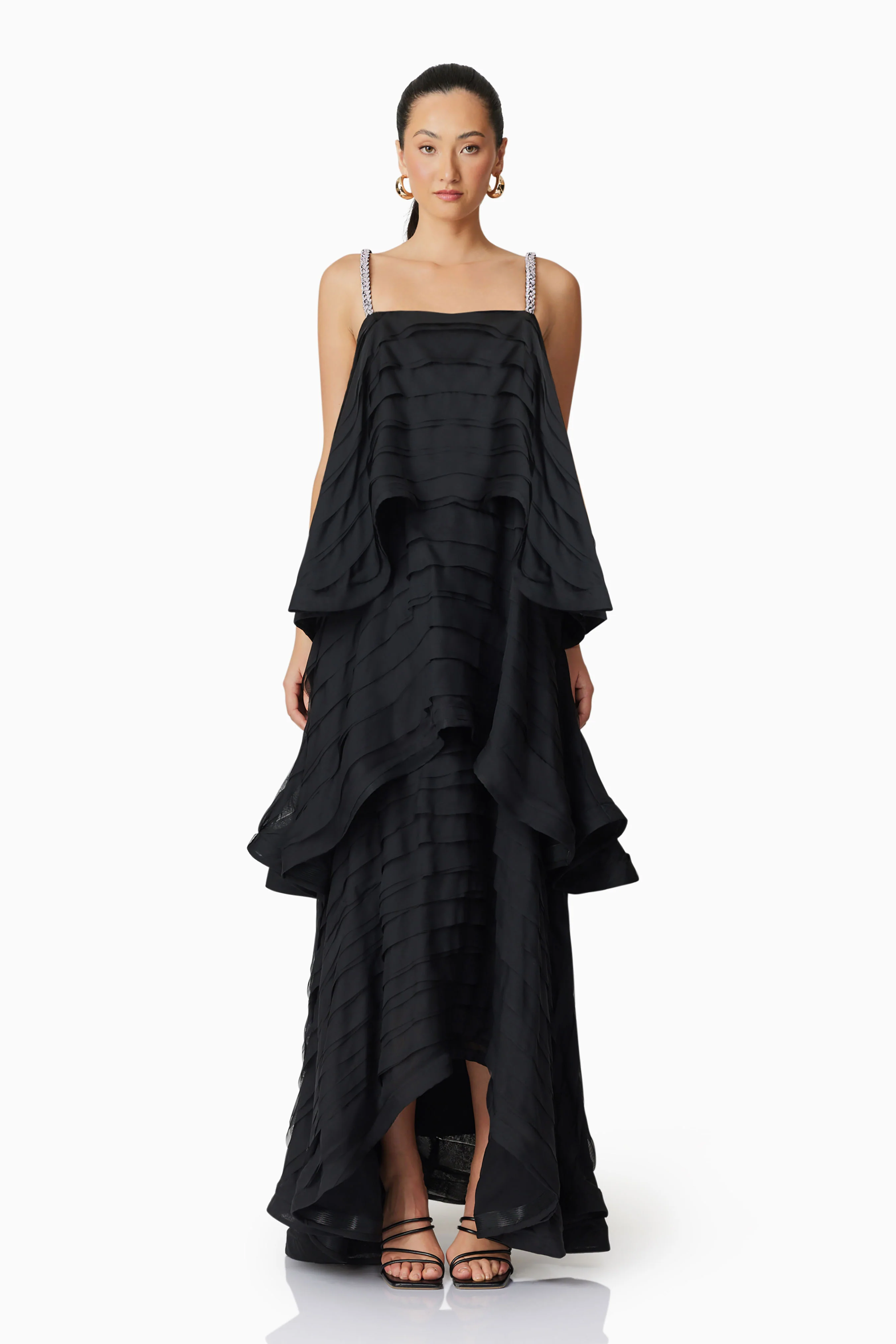 Eira Tiered Maxi Dress in Black