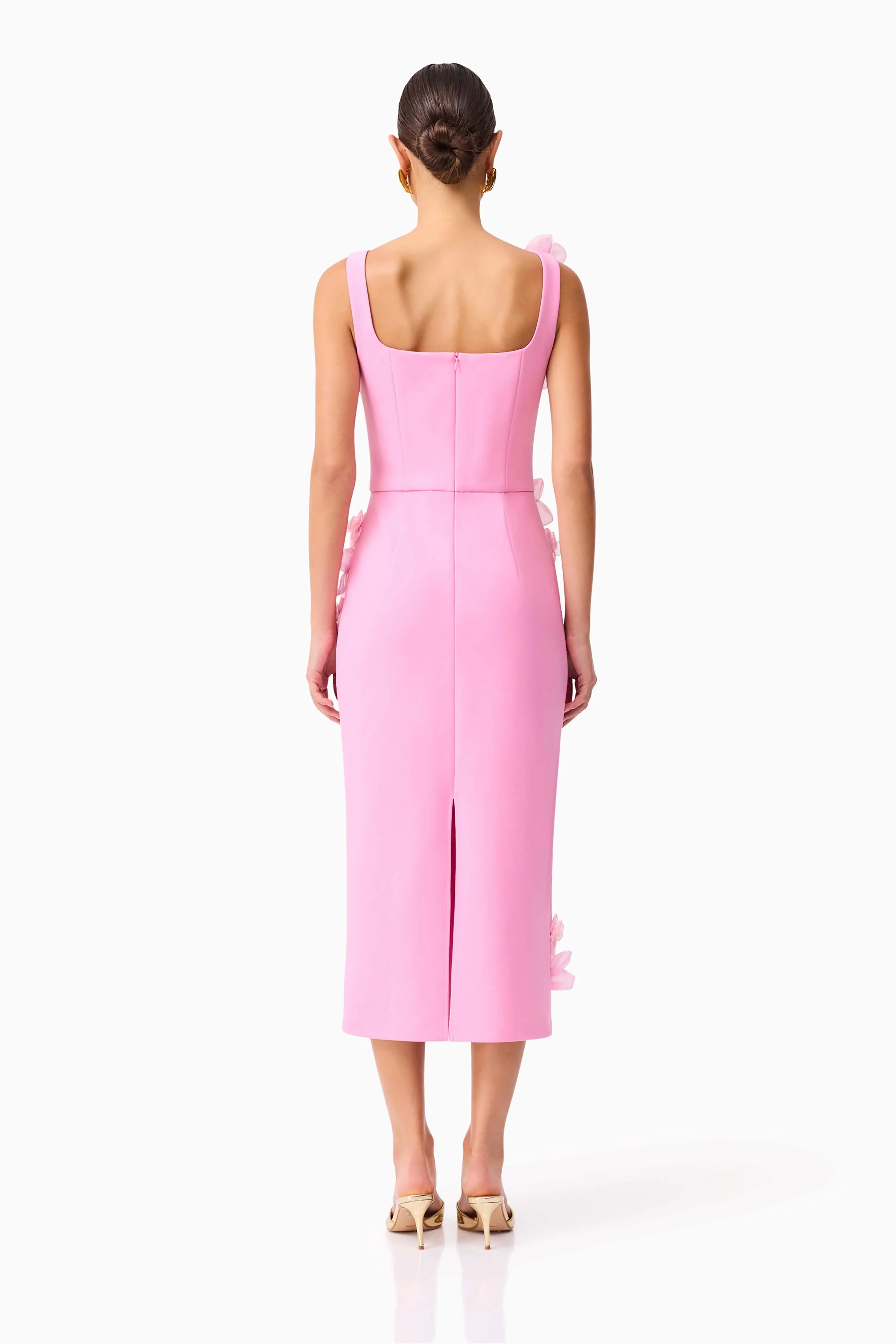 Chantelle 3D Midi Dress in Pink