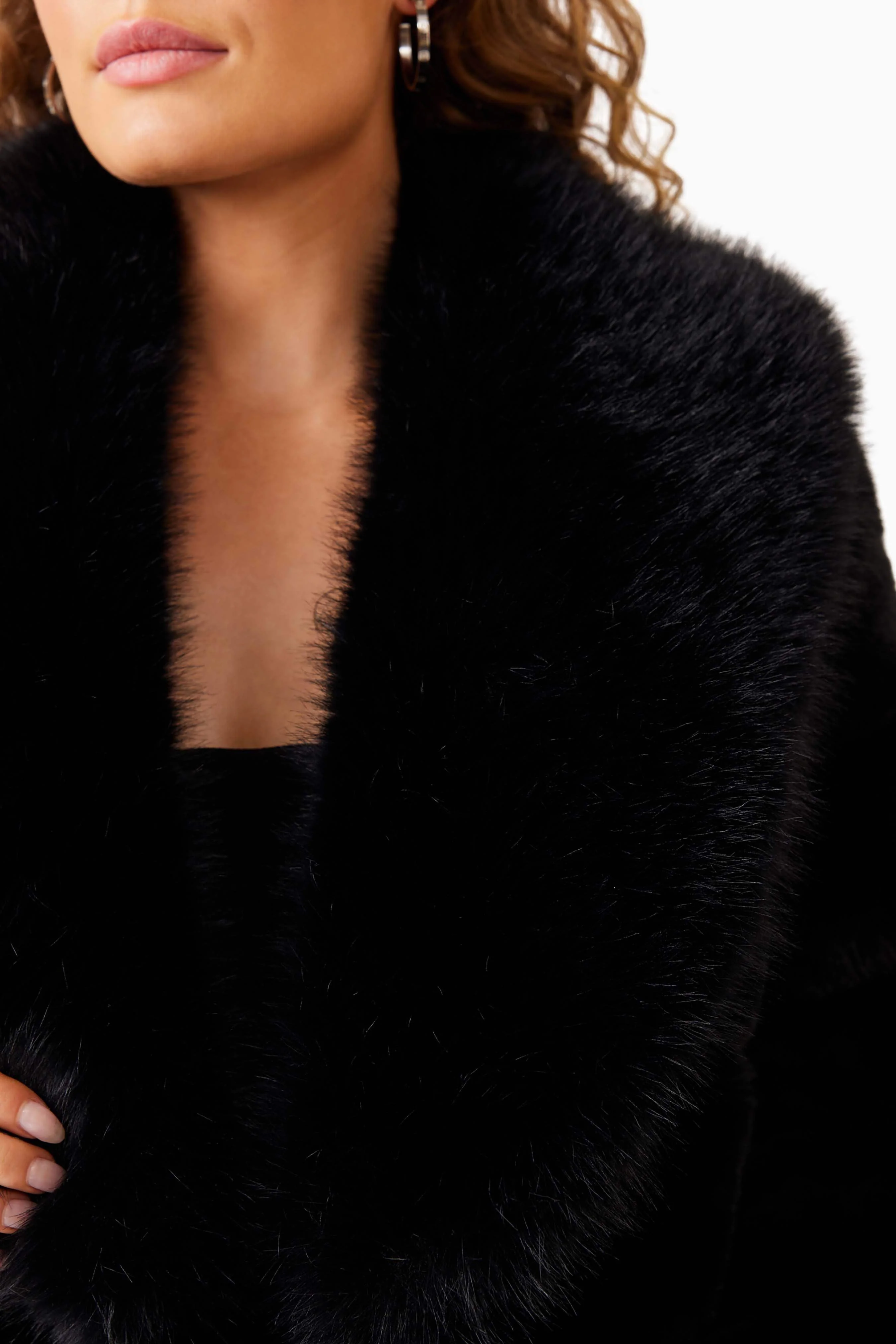 Keystone Faux Fur Coat in Black