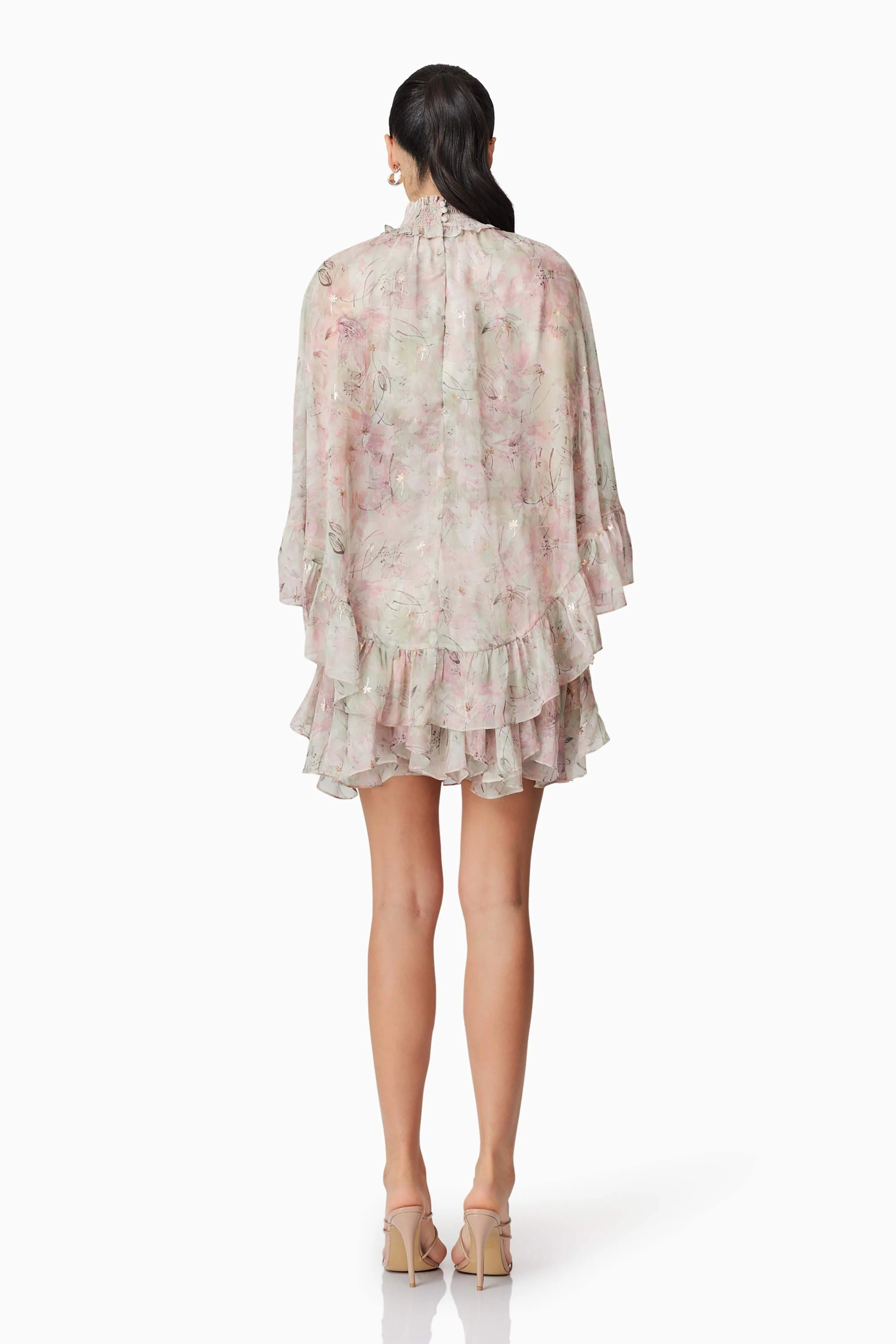 Monica Cape Mini Dress in Floral