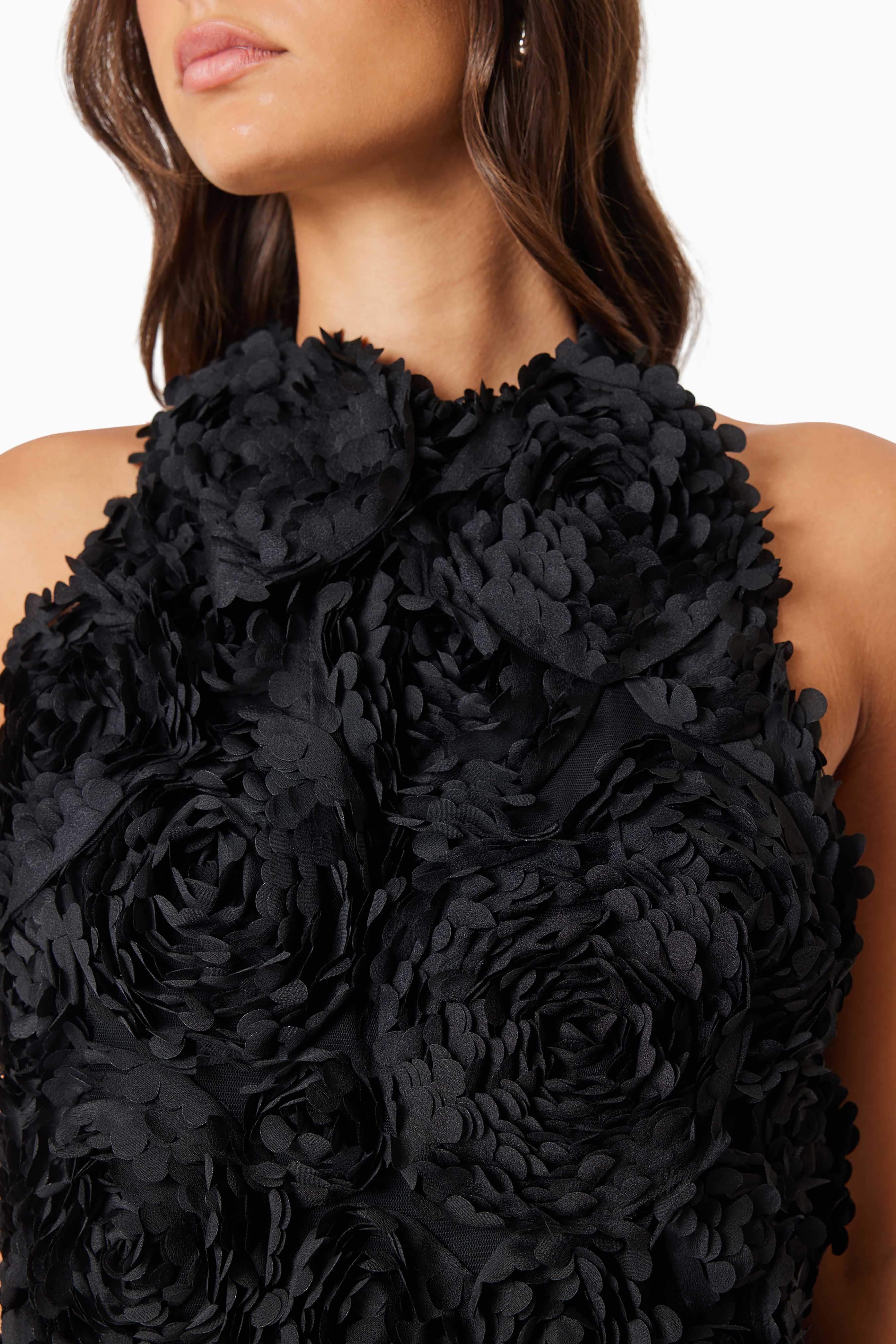 Megan Halter Neck Mini Dress In Black