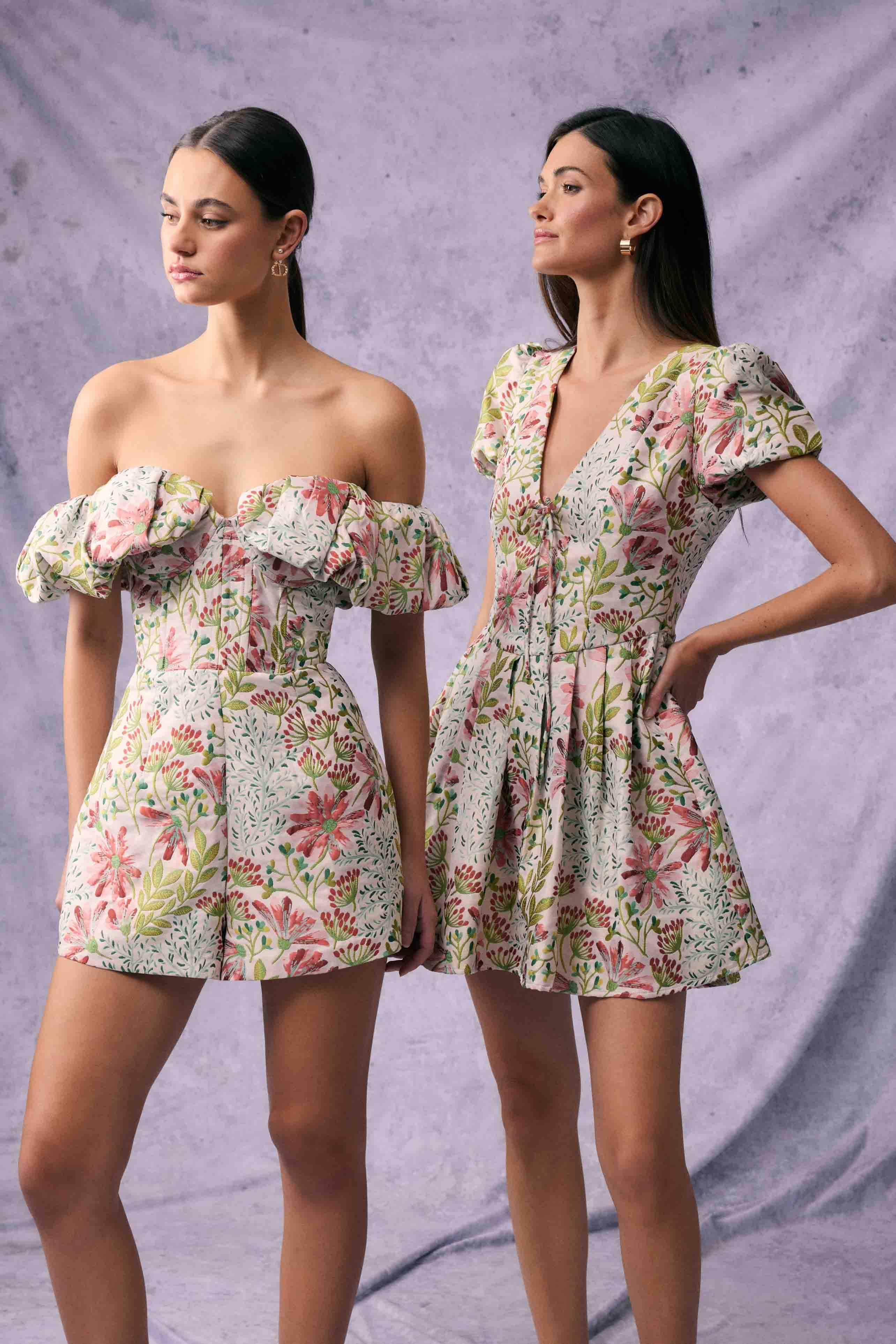 Calaantha Puff Sleeve Mini Dress in Floral