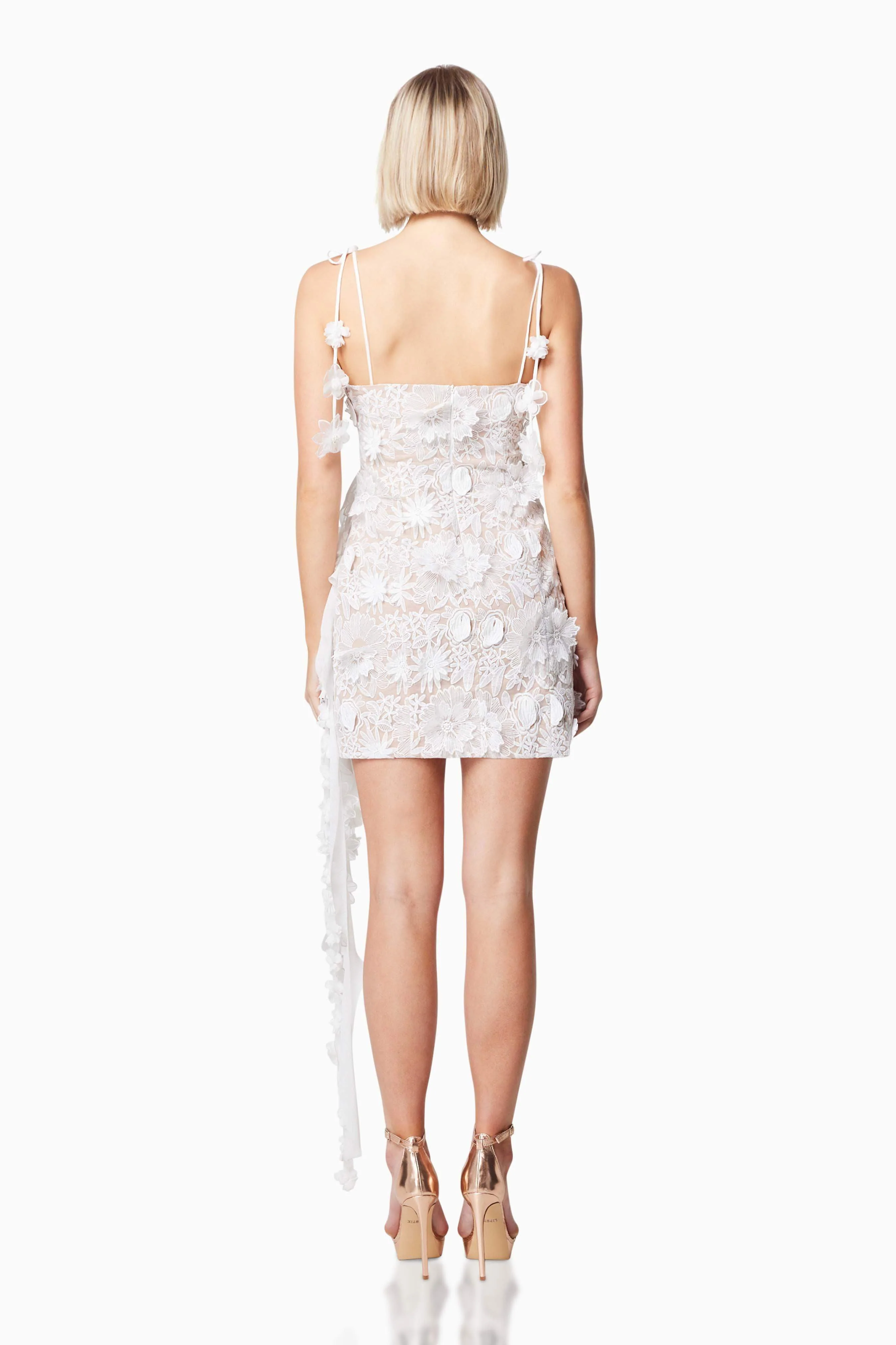 Isles 3D Rosette Mini Dress in White