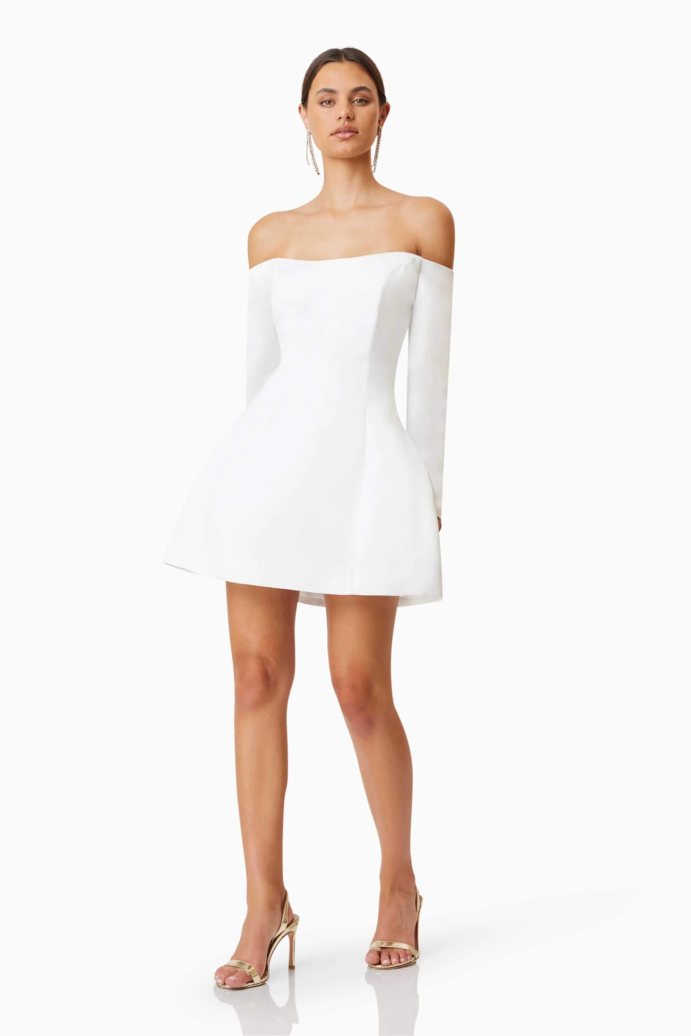 Vida Off The Shoulder Day Mini Dress In White