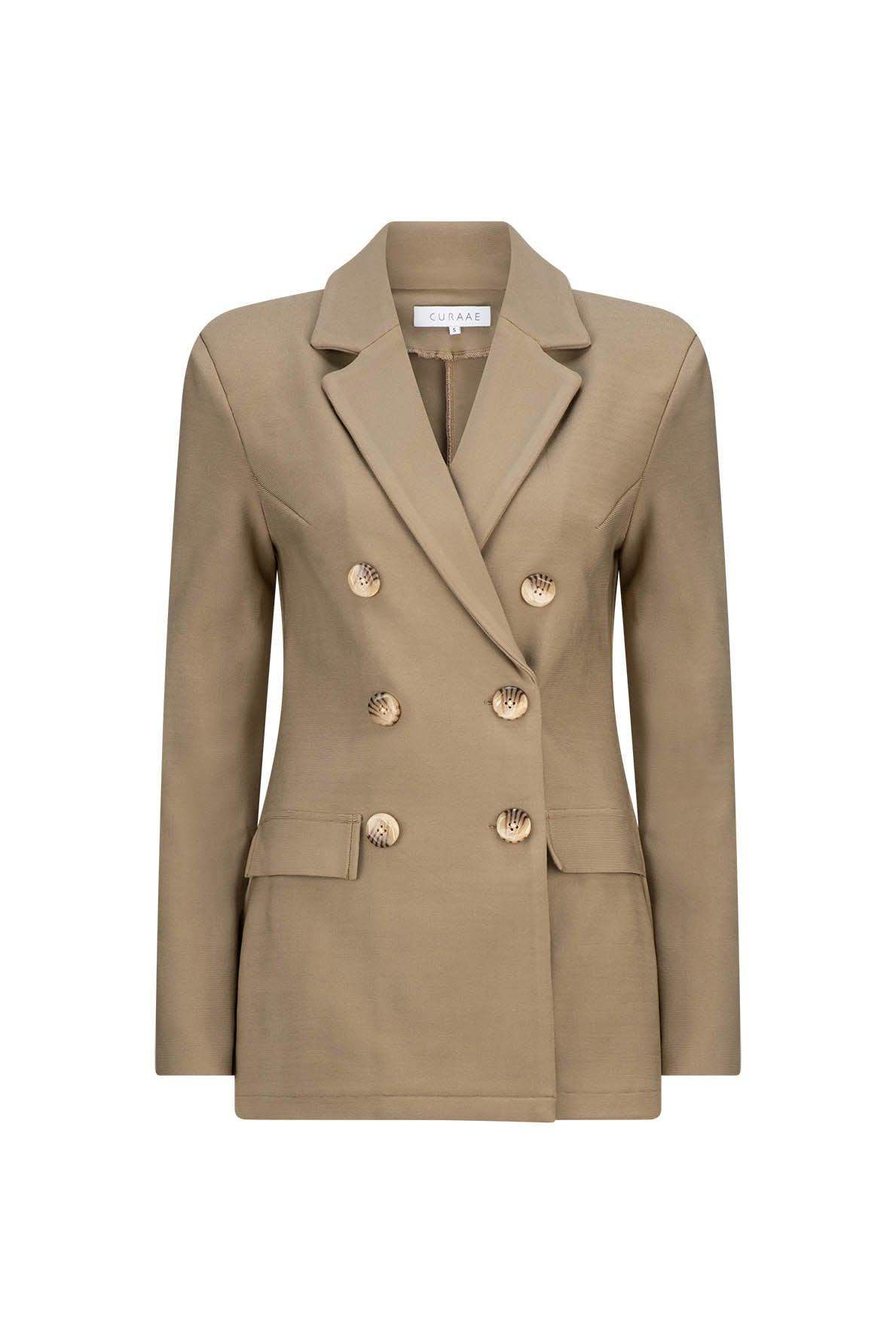 CURAAE Alexi Double Breasted Blazer in Green