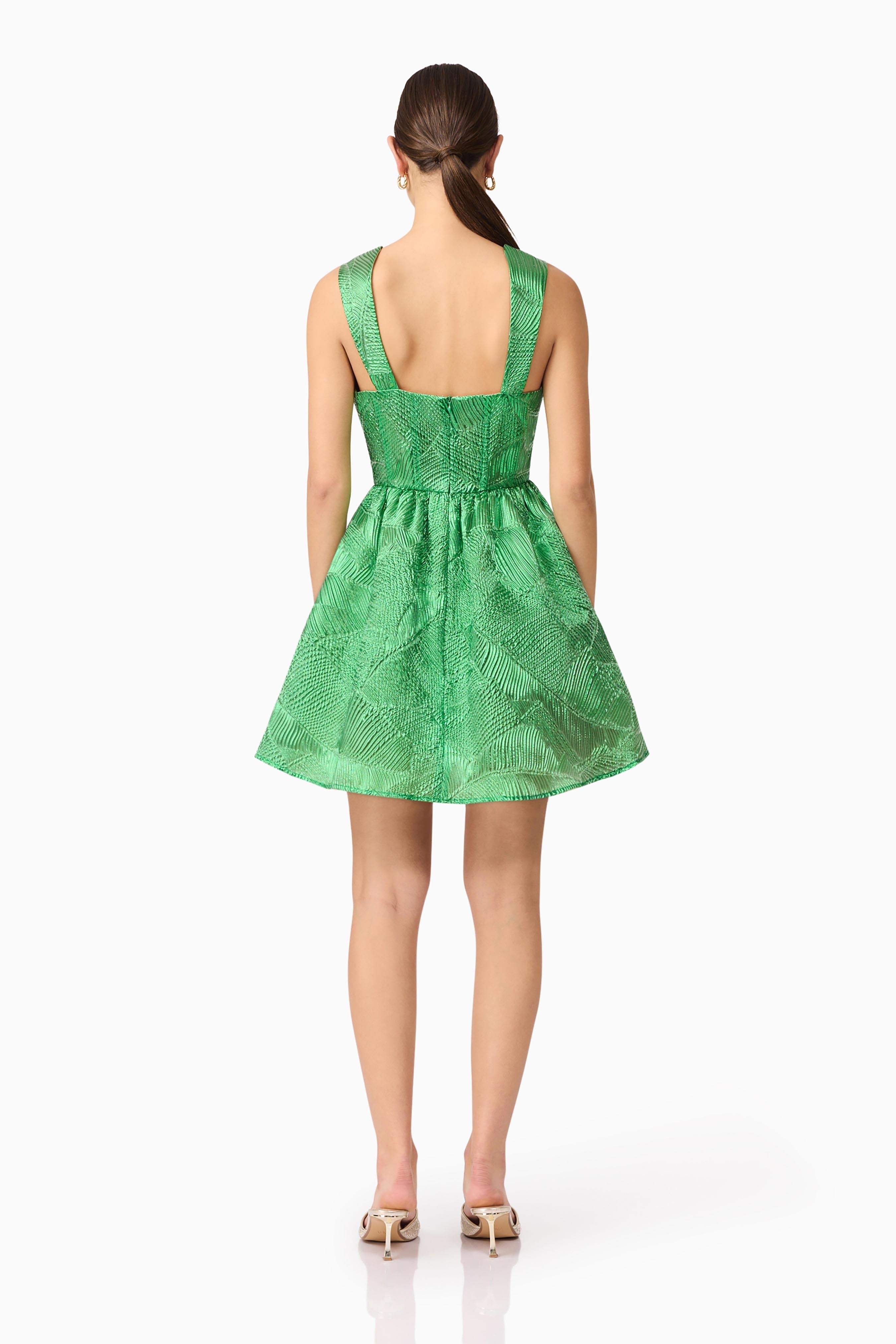 Ginnifer A-Line Mini Dress in Green