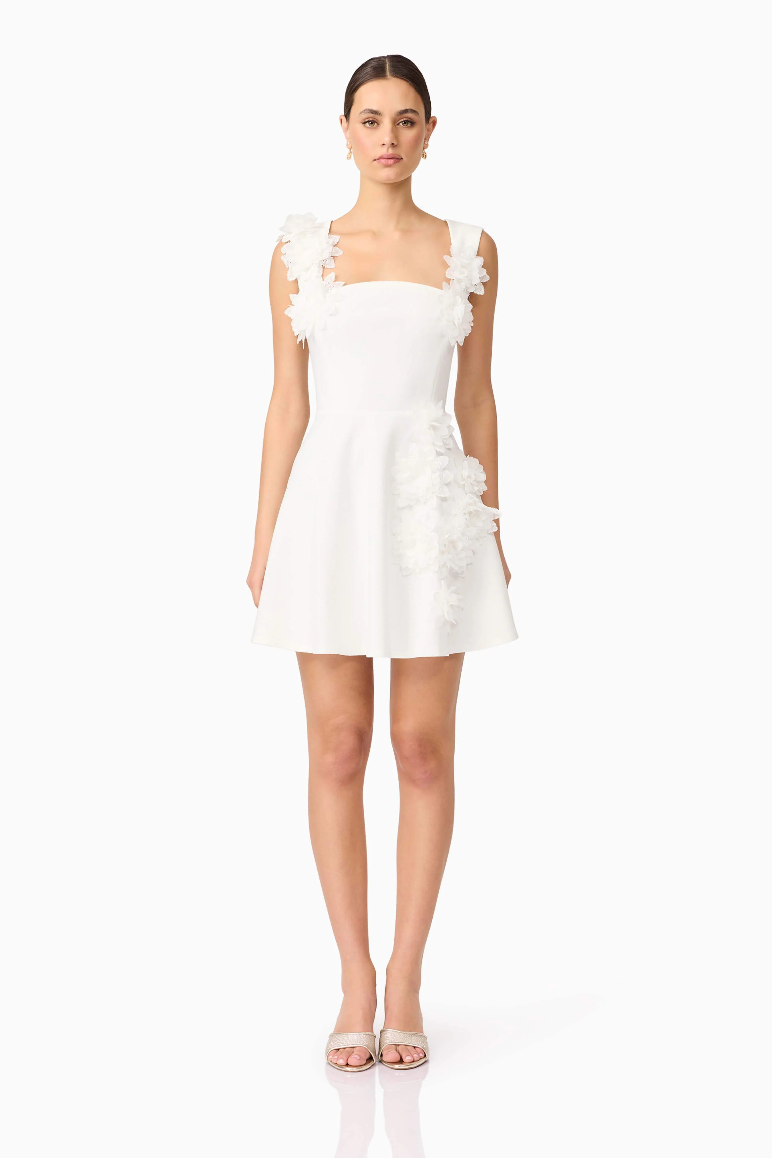 Jada Floral Mini Dress in White