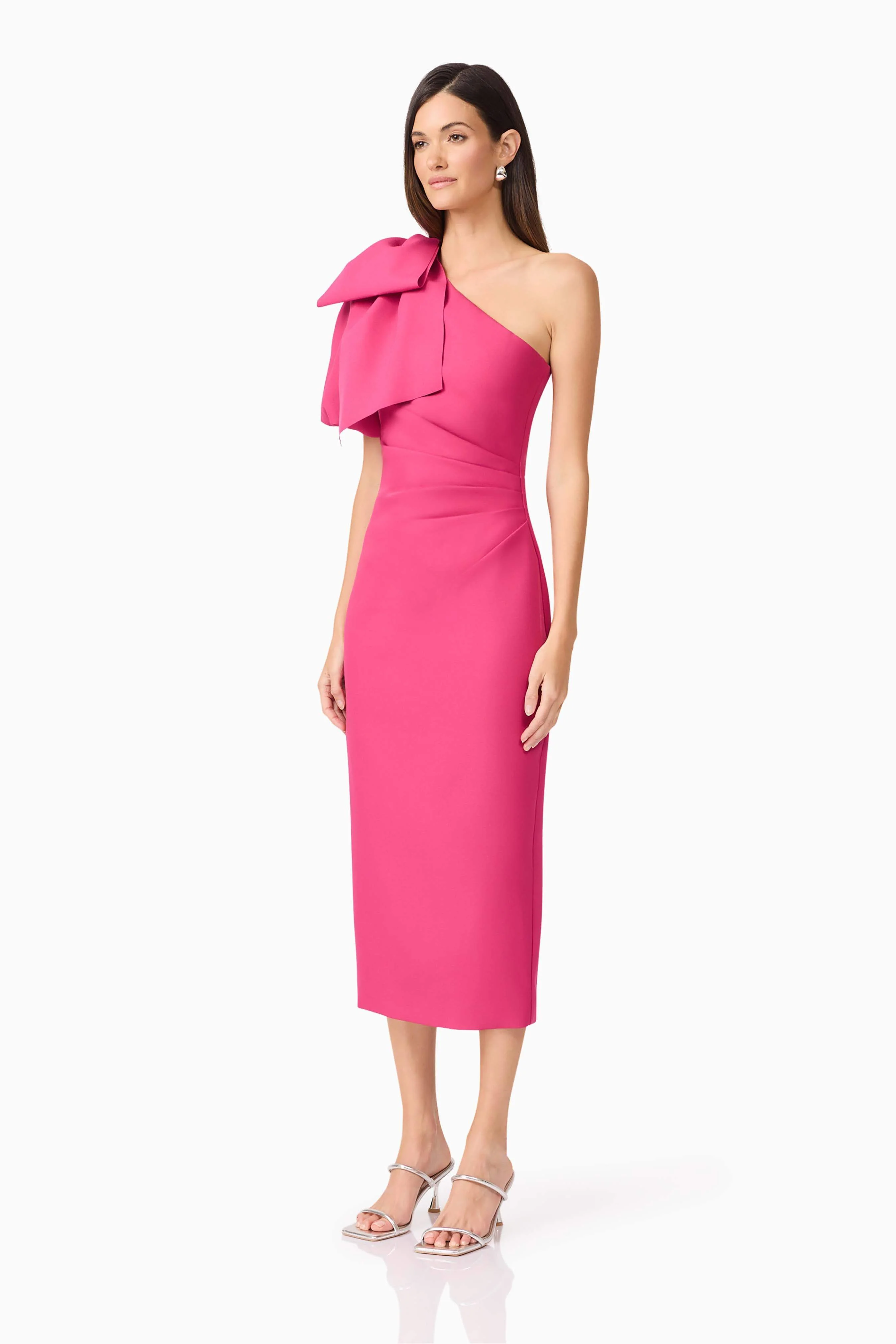 Elysie Asymmetrical Midi Dress in Pink