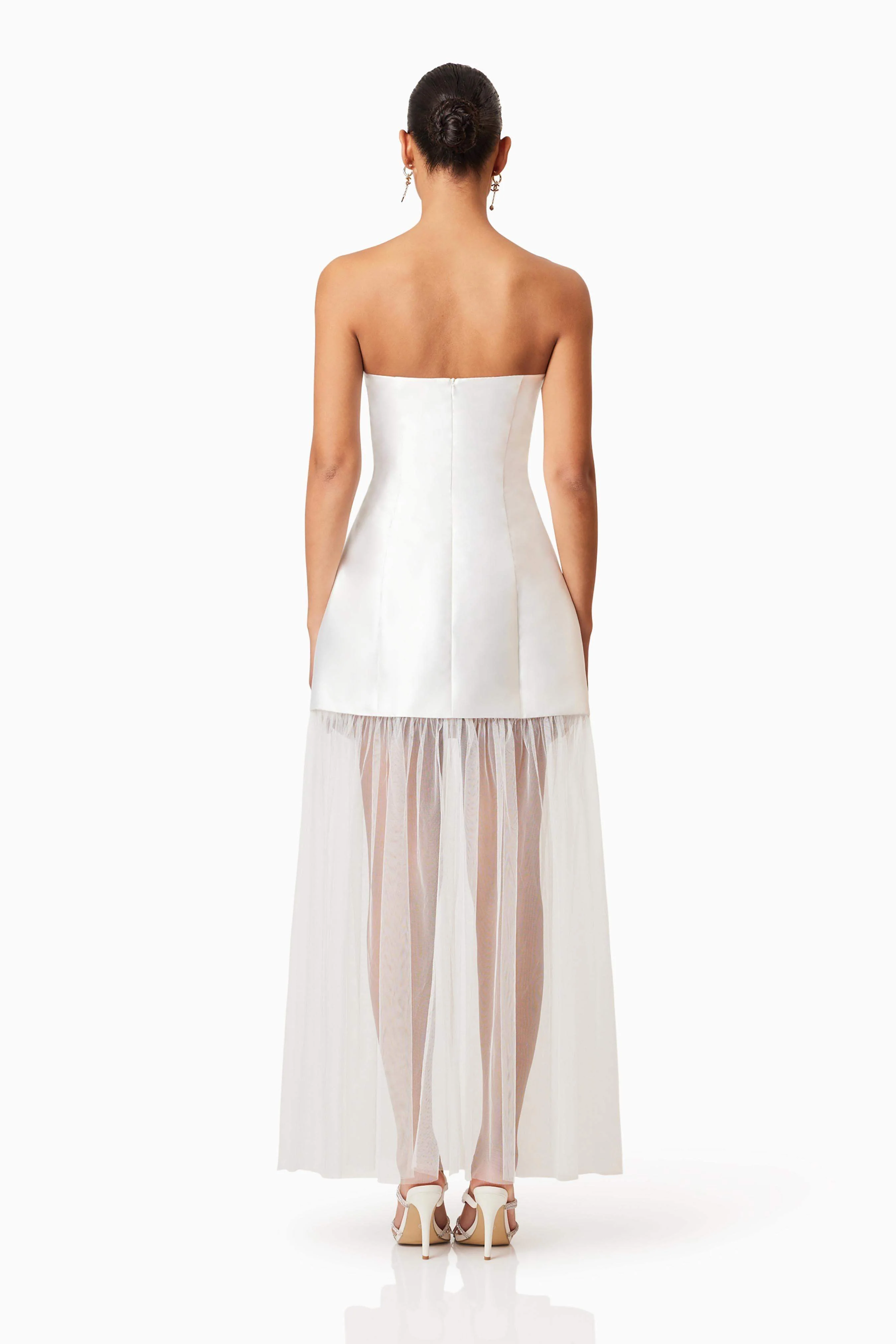 Oleander Strapless Maxi Dress In White