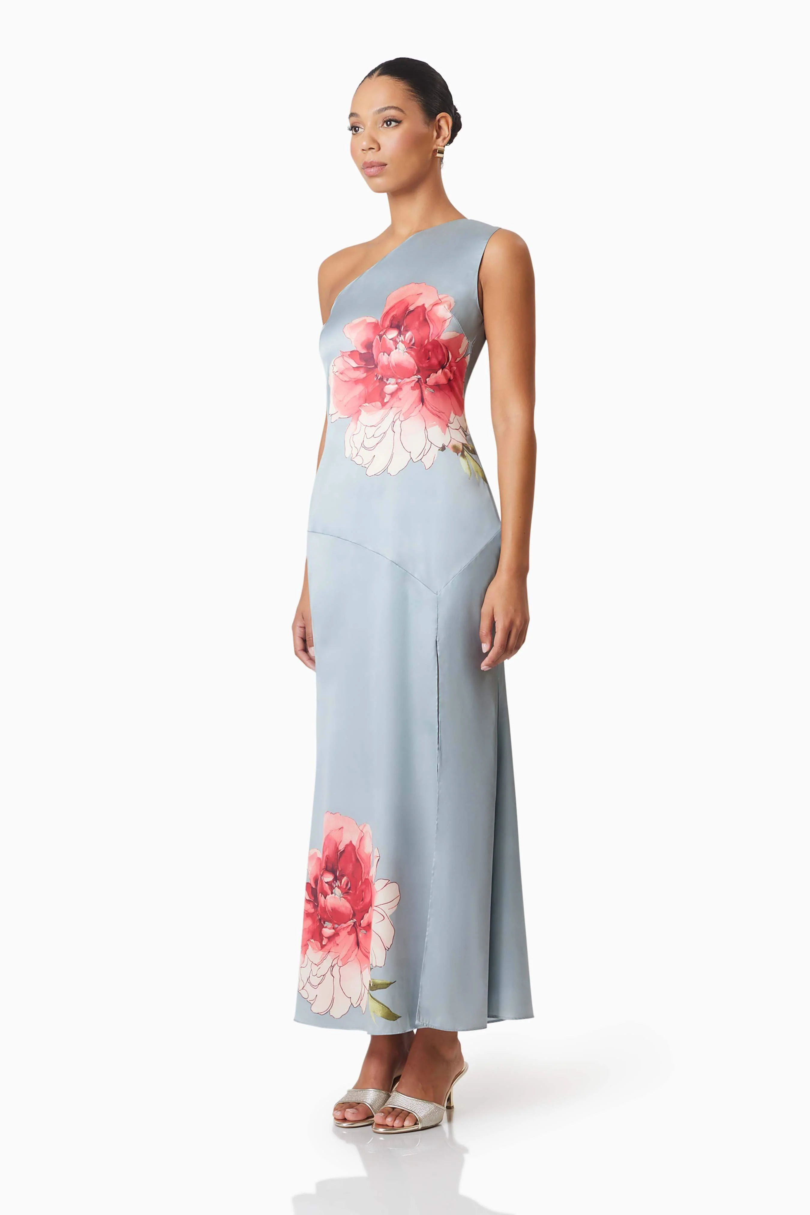 Iliad One Shoulder Maxi Dress In Blue