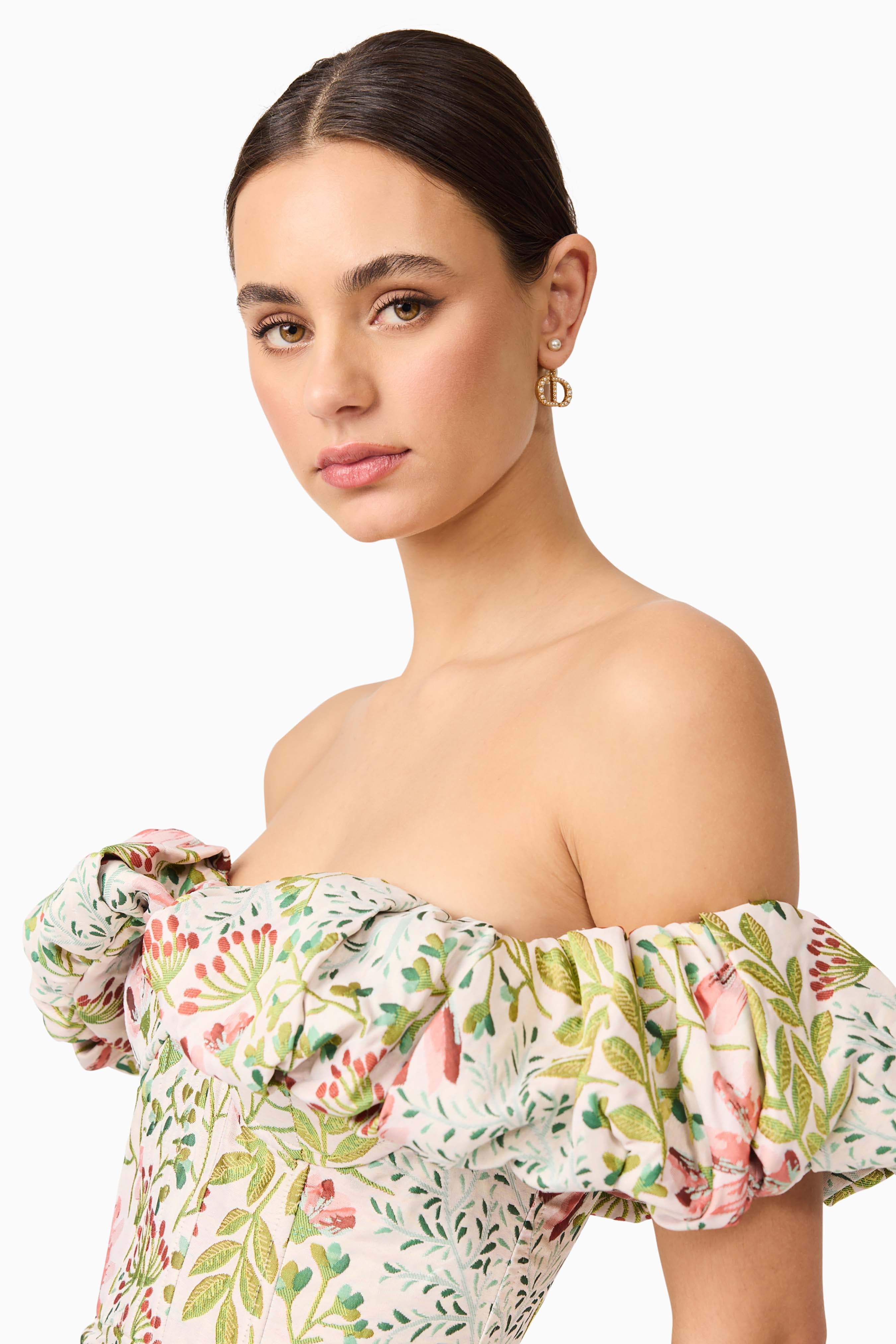 Calaantha Off The Shoulder Midi Dress in Floral