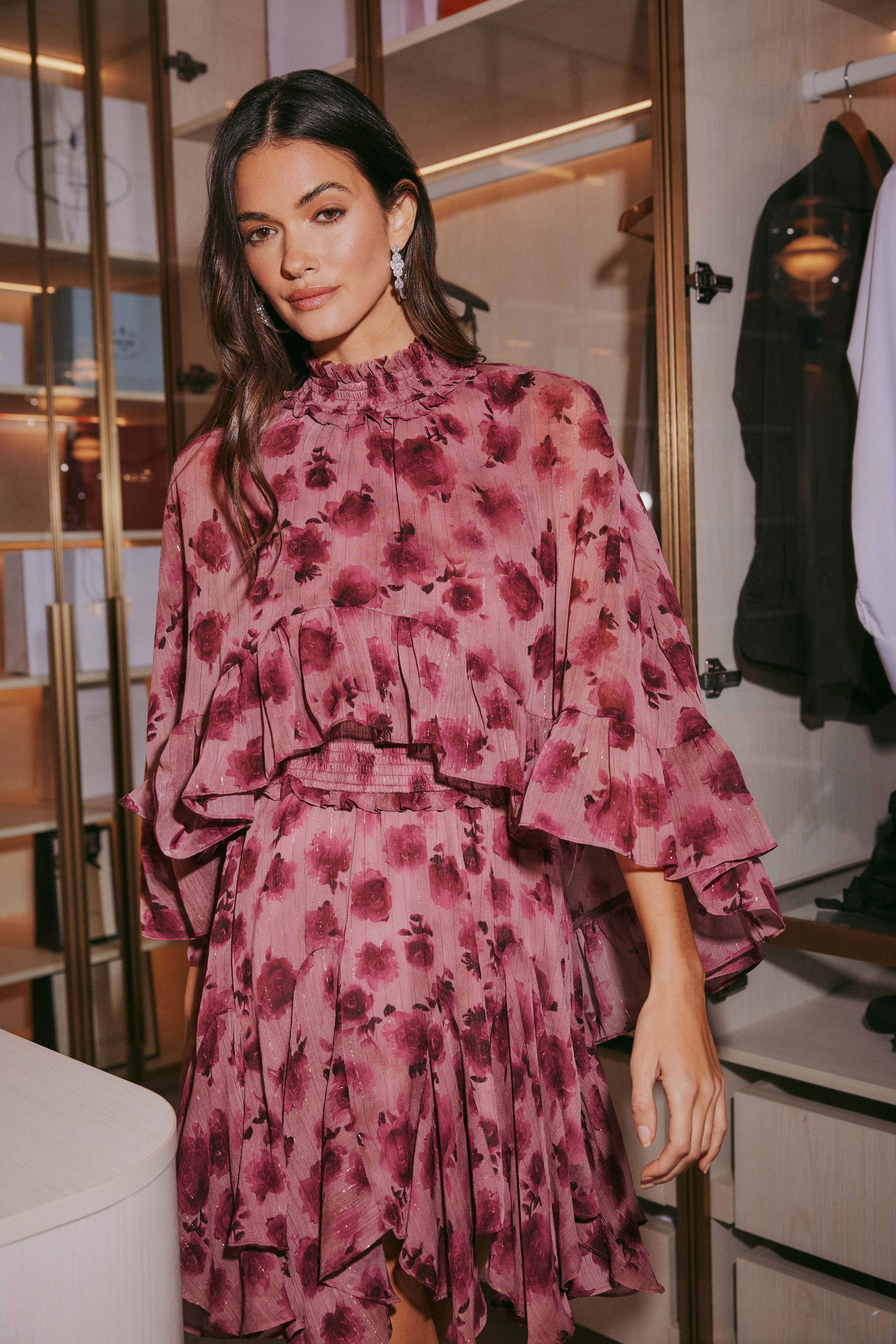 Monica Cape Mini Dress in purple