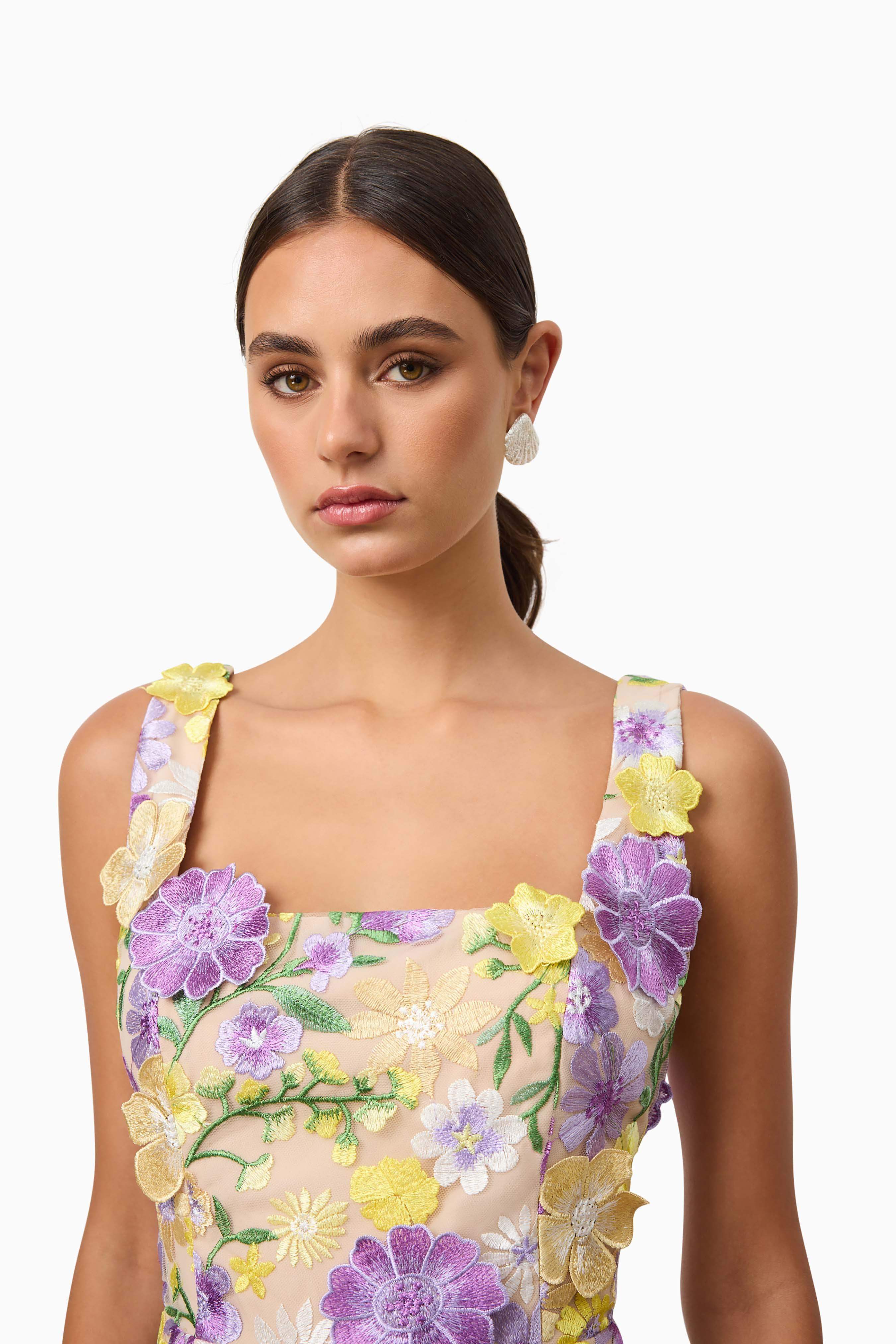 Lina Embroidered Mini Dress in Floral