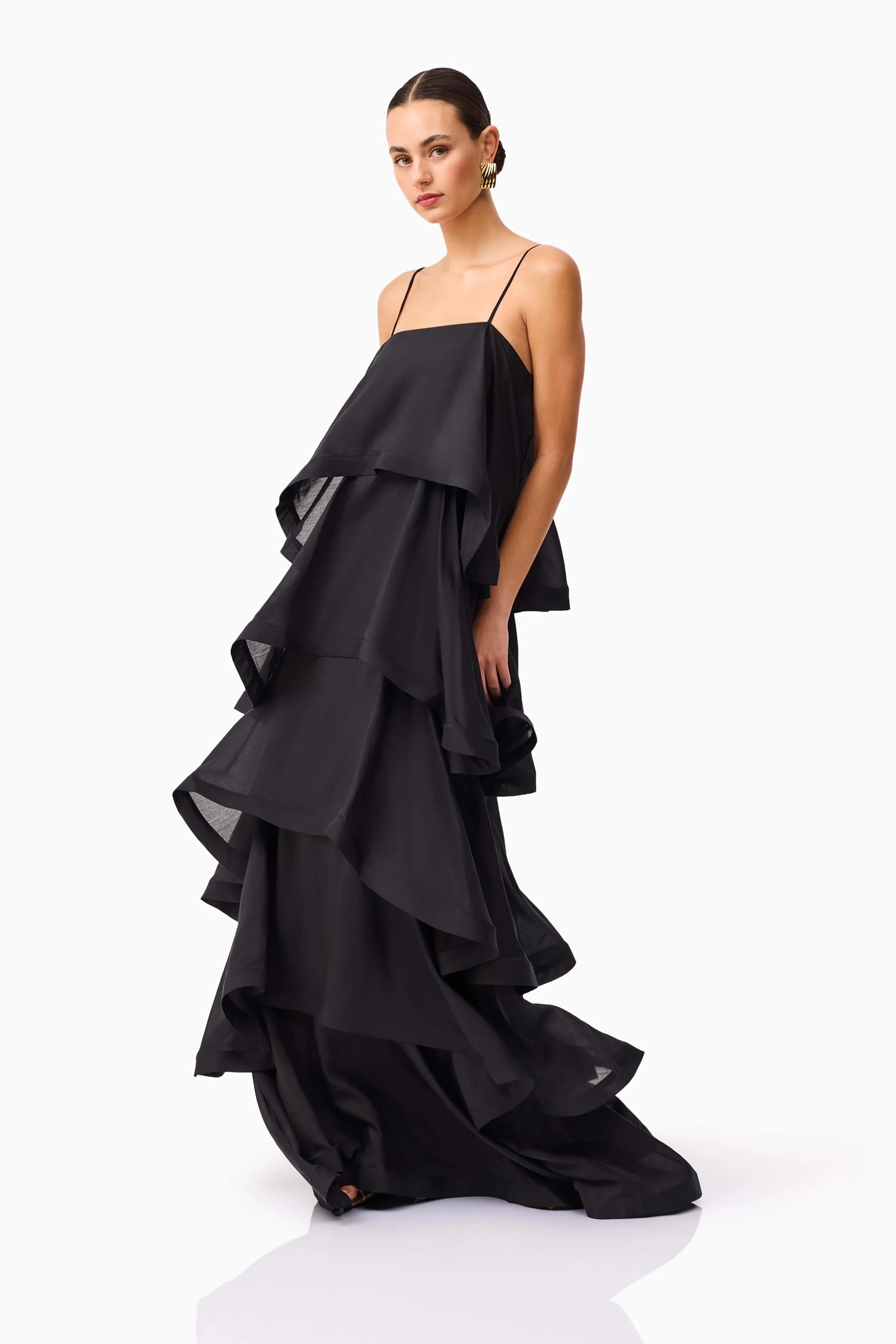 Tilly 5 Tiered Maxi Dress in Black