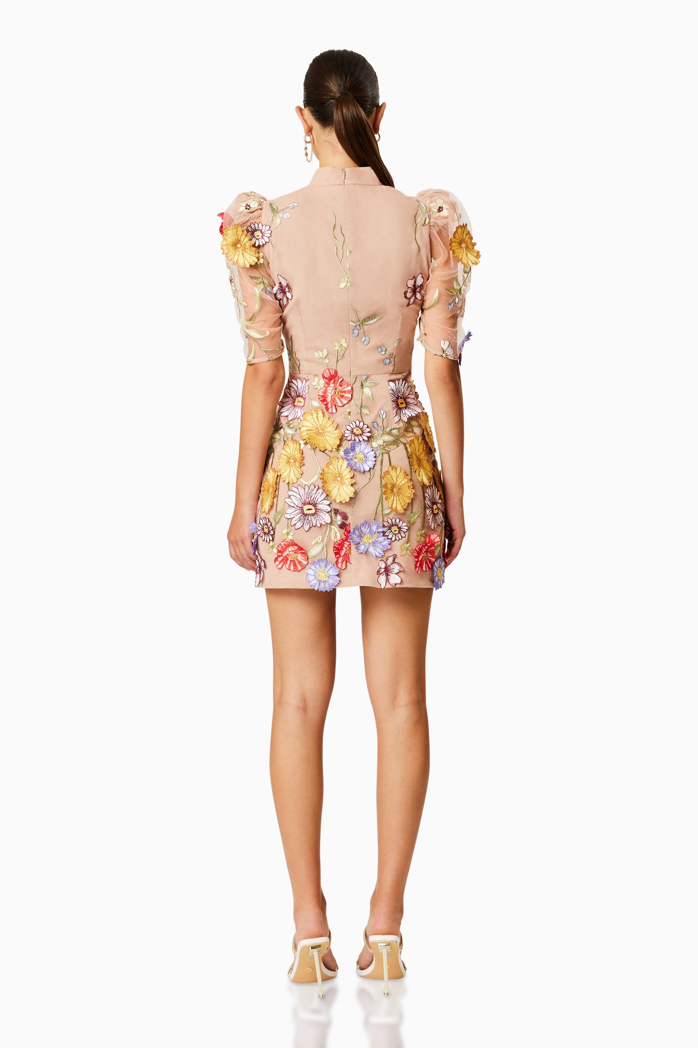 Budding Puff Sleeve Mini Dress In Florals